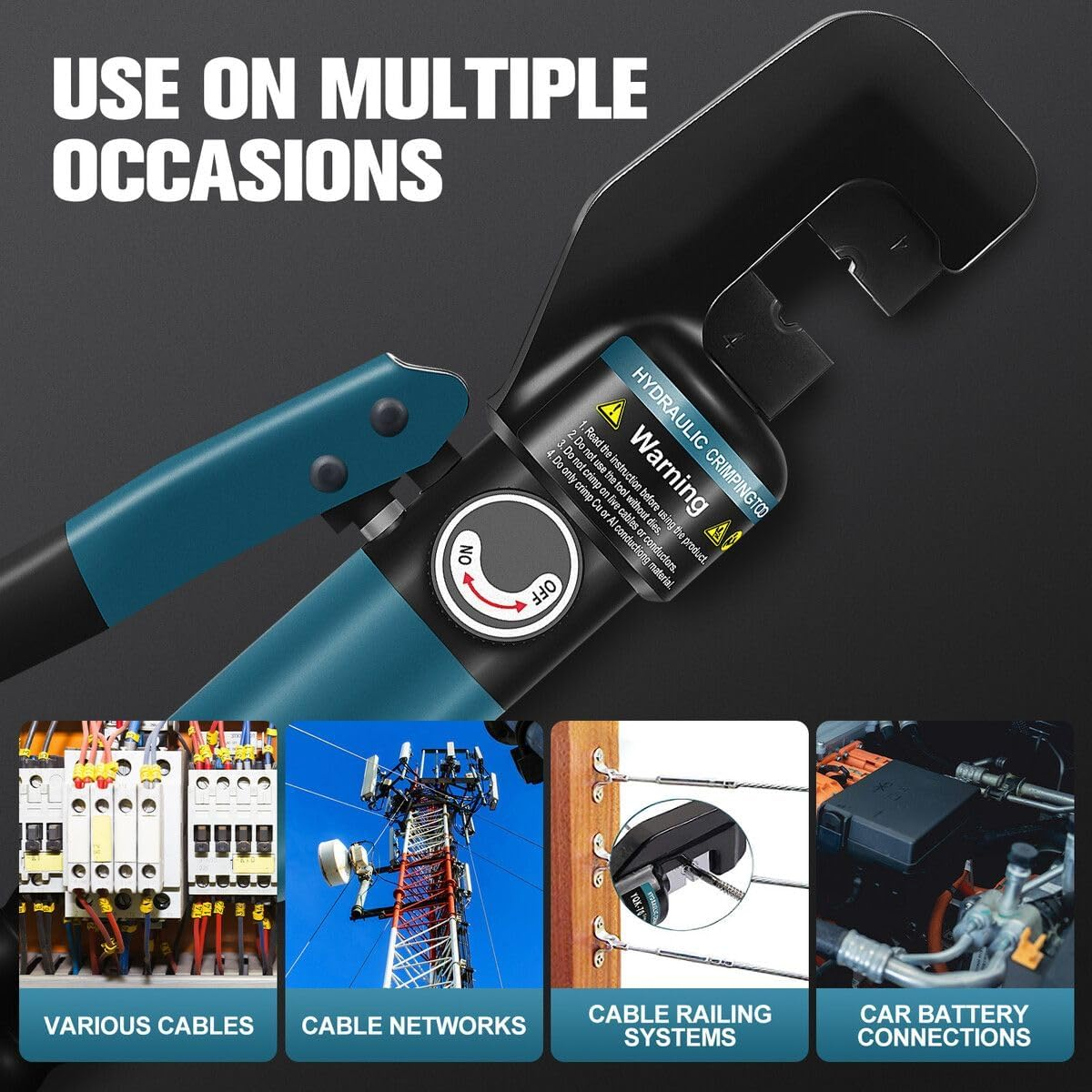 SHOGUN Hydraulic Crimping Tool Kit 8 Ton Electrical Wire Lug Terminal Crimper 12AWG Battery Cable Cutter Power Force 8 Dies 4-70Mm Auto Repairing Tool image number 3