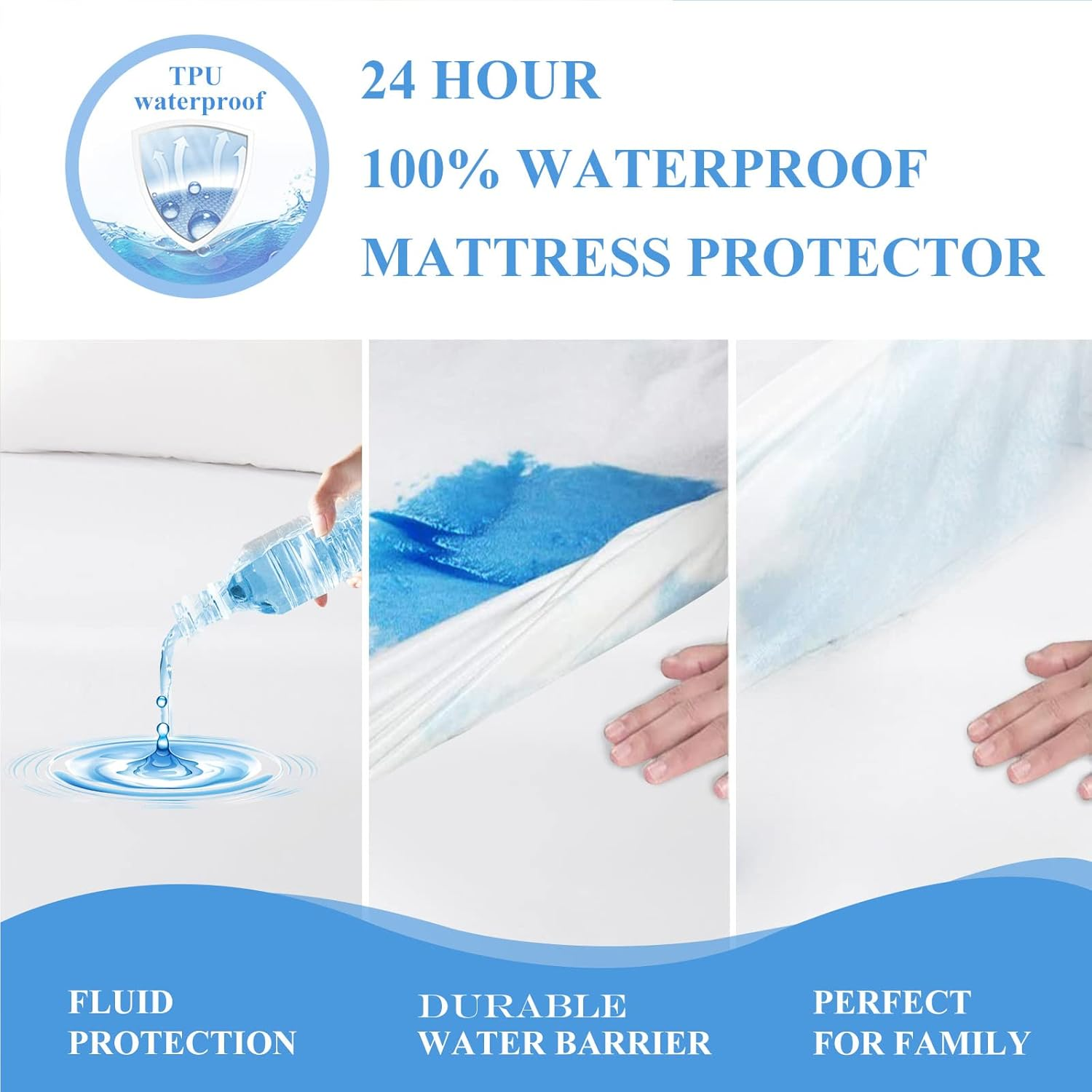 2 Pack Twin Size Premium Waterproof Mattress Protector, Soft Breathable Mattress Pad, Noiseless Waterproof Bed Cover - Stretch to 21" Fitted Deep Pocket Mattress Protection image number 7