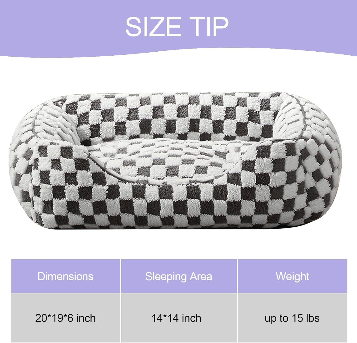 Dog Beds for Small Dogs with Removable Zipper Cover, Washable Rectangle Dog Bed with Jacquard Shaggy Plush & anti Slip Bottom, Cozy Cute Soft Pet Beds for Puppy and Kitty image number 5