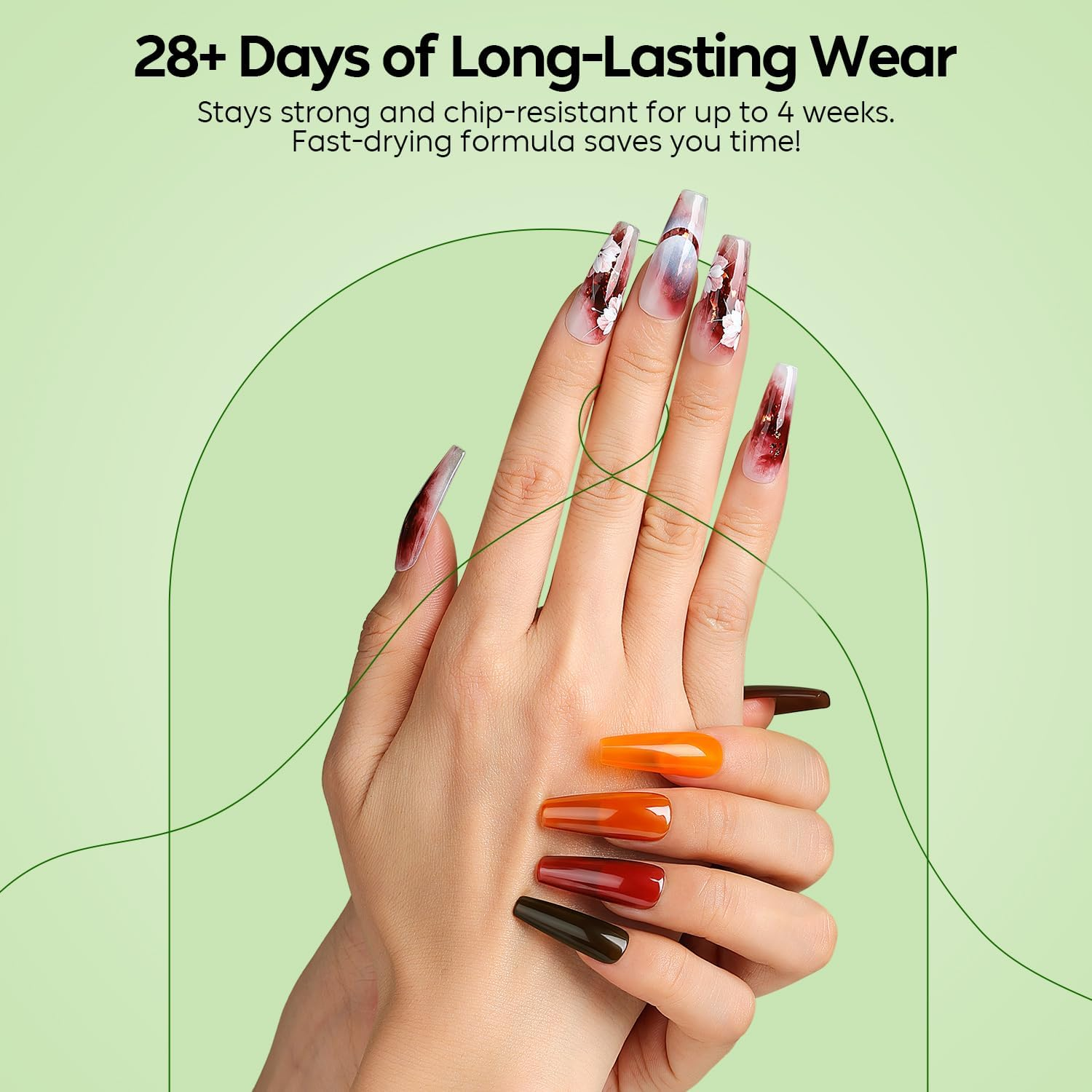 Luxbon 6 Pcs Jelly Gel Nail Polish Set - Fall Colour Set Long Lasting Autumn Gel Polish, Uv Led Soak off Nail Art Designs Manicure Kit 020 - Lb6020 image number 3