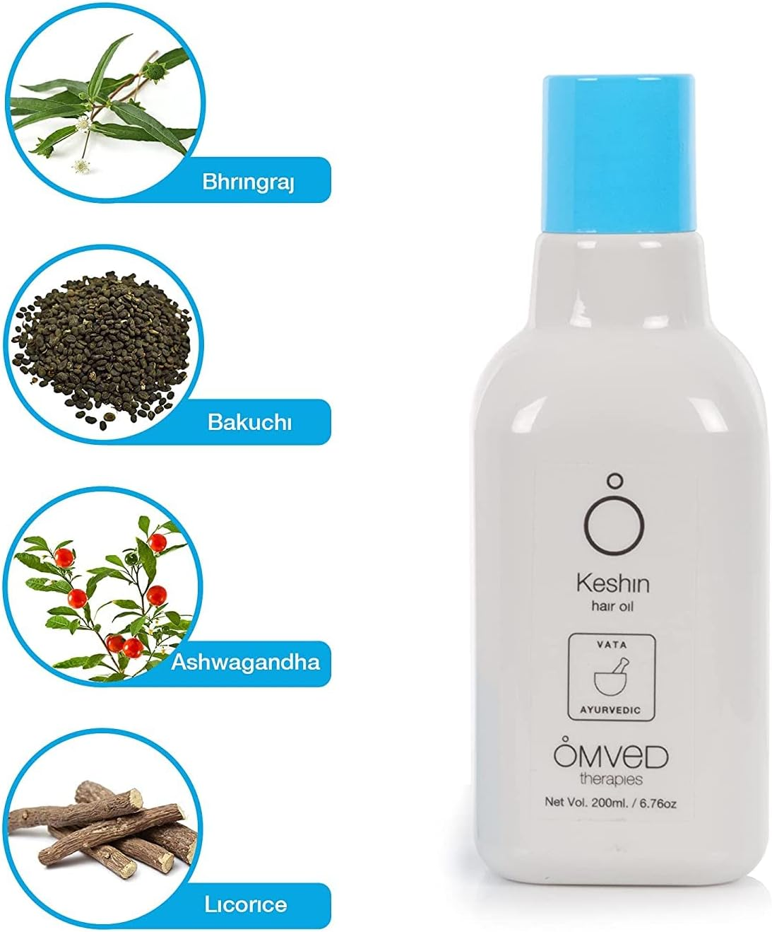 Omved Keshin Bhringraj Vegan Ayurvedic Hair Oil, 200Ml