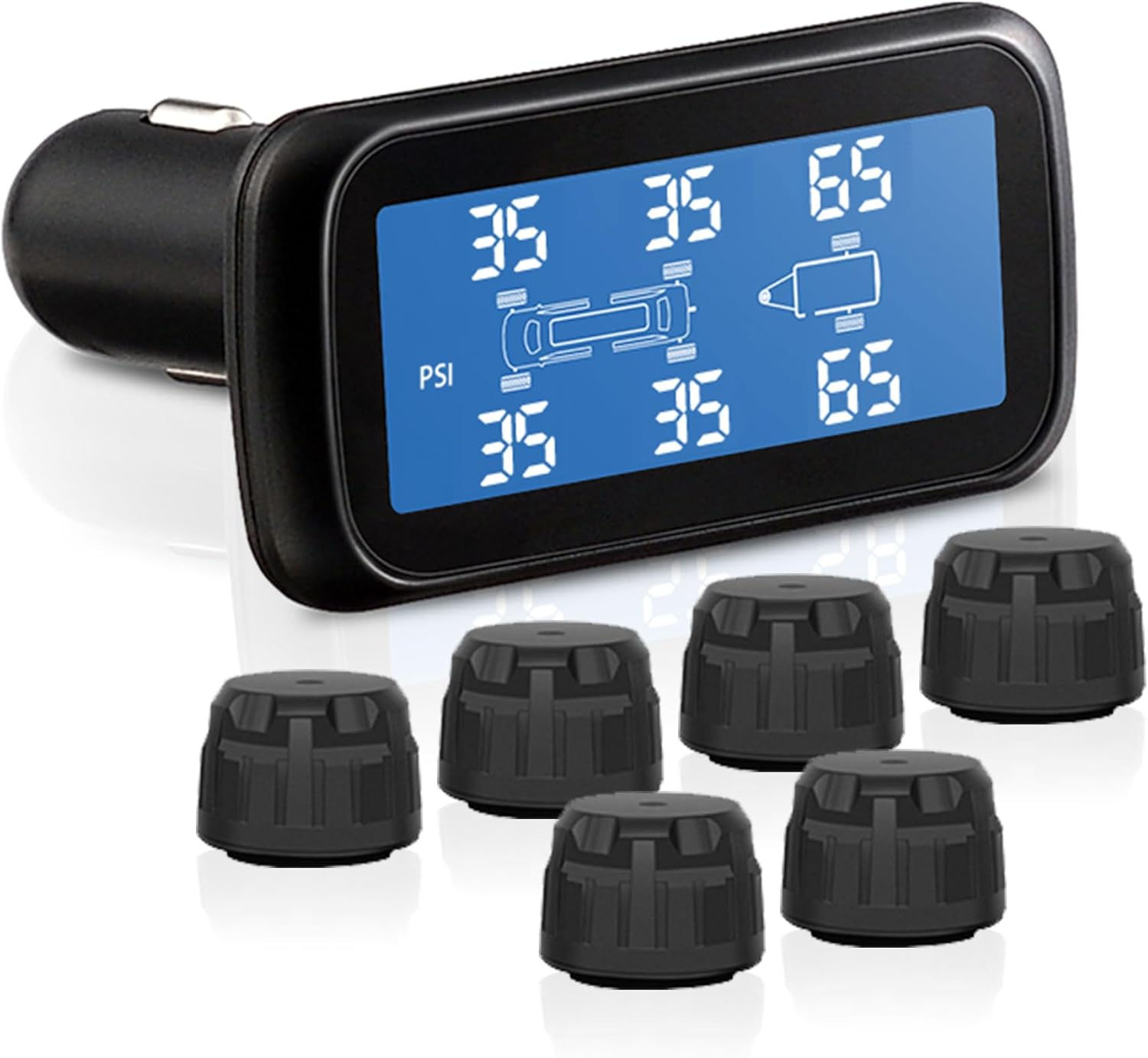 Elinz Tyre Pressure Monitoring System with 6 External Waterproof Sensors Trailer Caravan TPMS, Easy to Install, 5 Alarm Modes image number 1