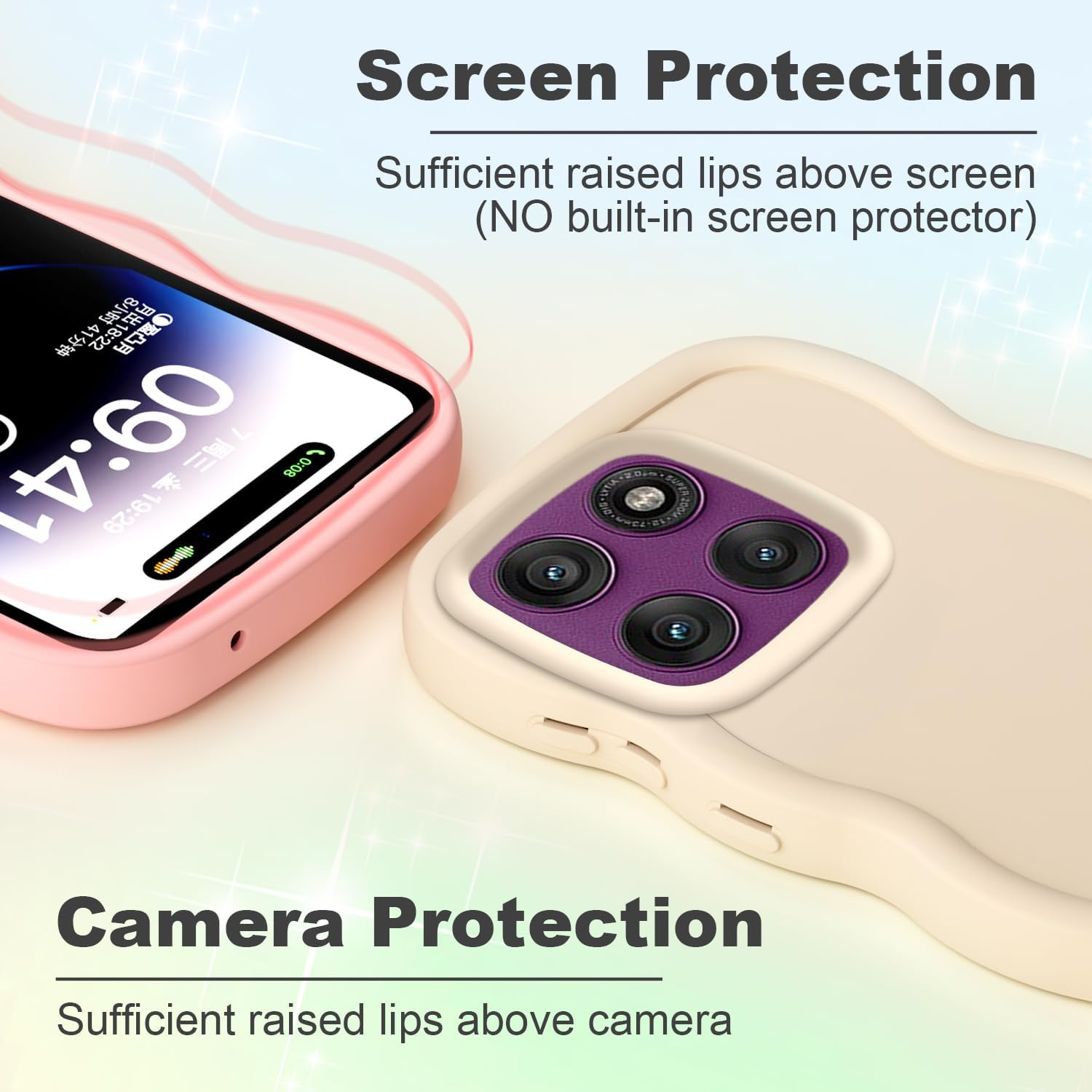 XINYEXIN Liquid Silicone Case for Motorola Edge 60 Fusion/Edge 60, Waves Curly Shape Cute Soft Shockproof Mobile Phone Protective Case - White image number 1