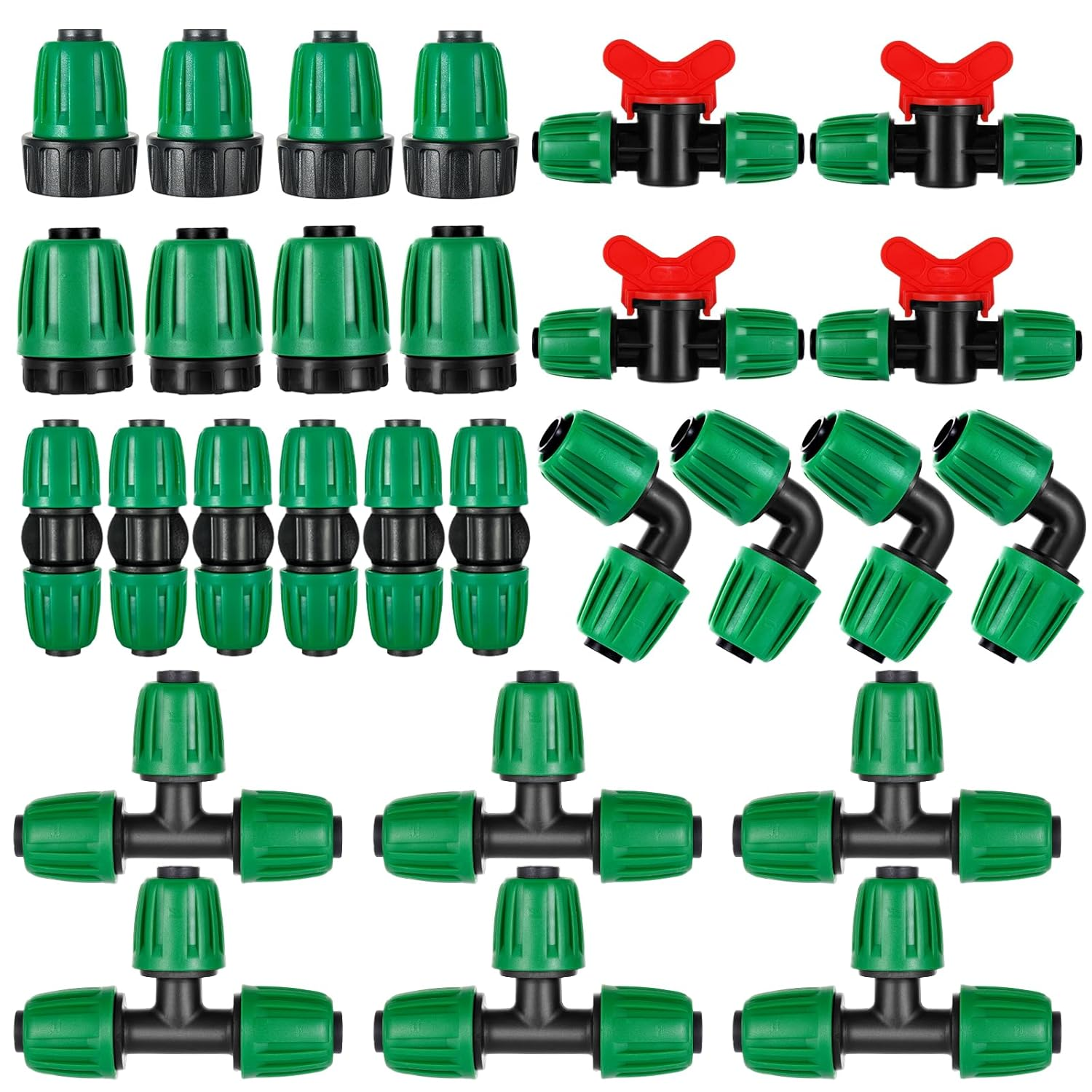 15 Pack 1/2 Inch Drip Irrigation Tee Fittings (1/2" ID X0.6-0.63" OD) - 1/2'' Drip Line Anti-Drop Barbed Lock Nut T Connectors for 1/2 Inch Drip Irrigation Tubing System Connection image number 3