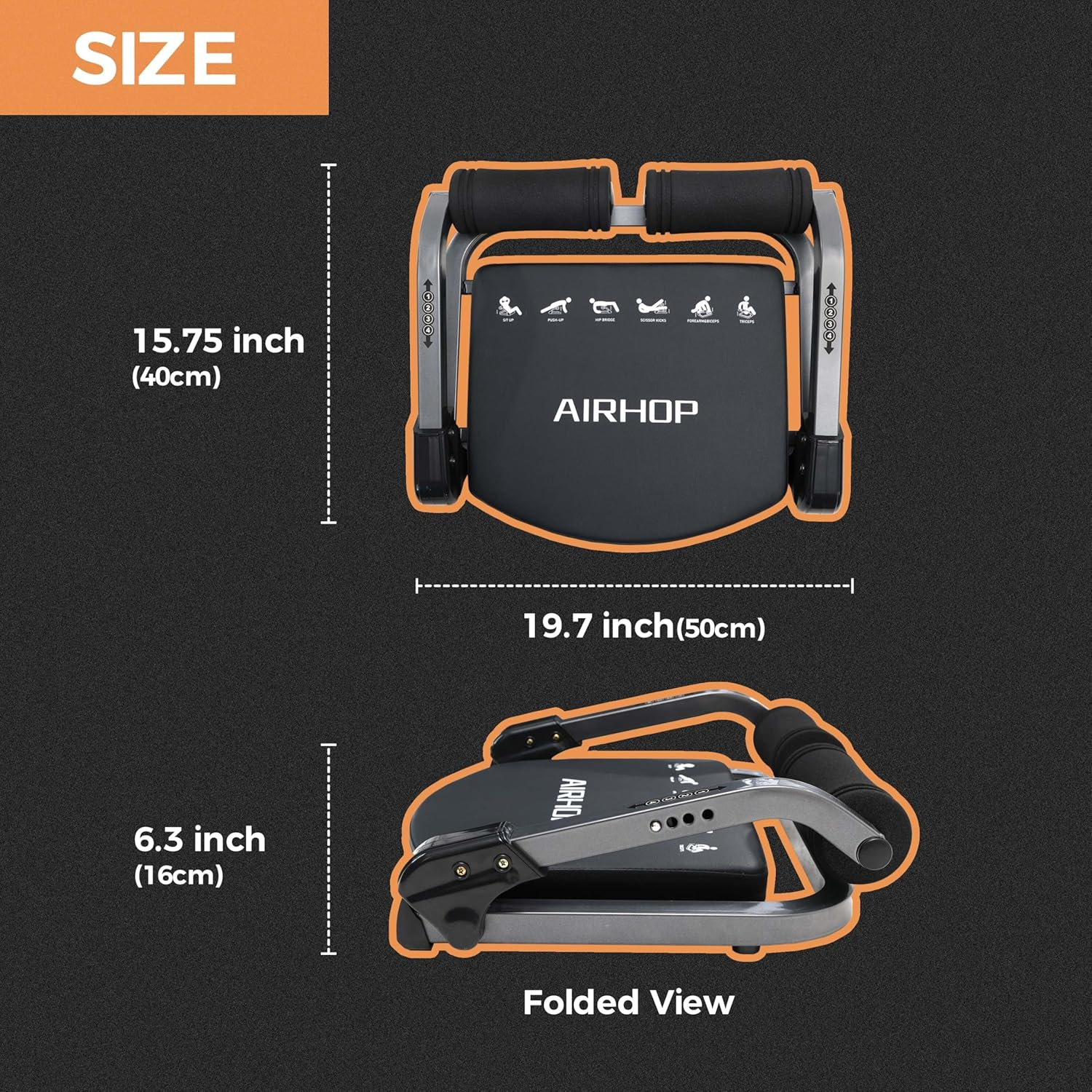 AIRHOP Ab Machine, Sit up Exercise Equipment for Ab Workout, Abdominal Exercise Equipment with 3 Adjustable Resistance and Automatic Rebound, Adjustable Ab Trainer Machine for Home Gym image number 4