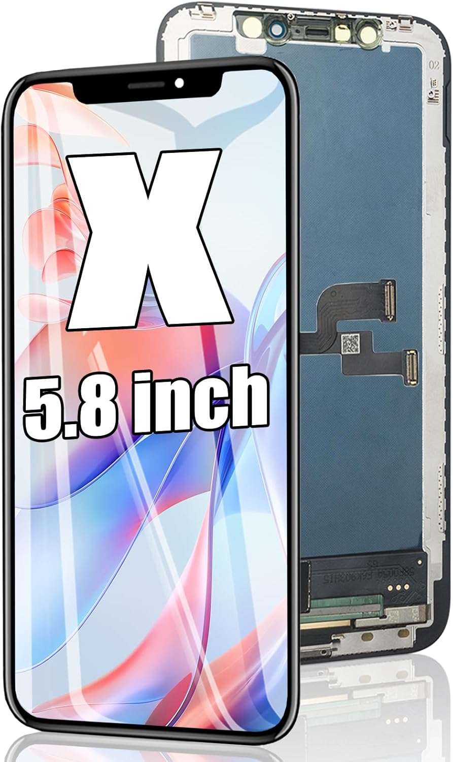 EFAITHFIX for Iphone X LCD Screen Replacement 5.8 Inch Frame Assembly LCD Display and 3D Touch Screen Digitizer with Repair Tools Kit for A1865/A1901/A1902 with Waterproof Adhesive Tempered Glass