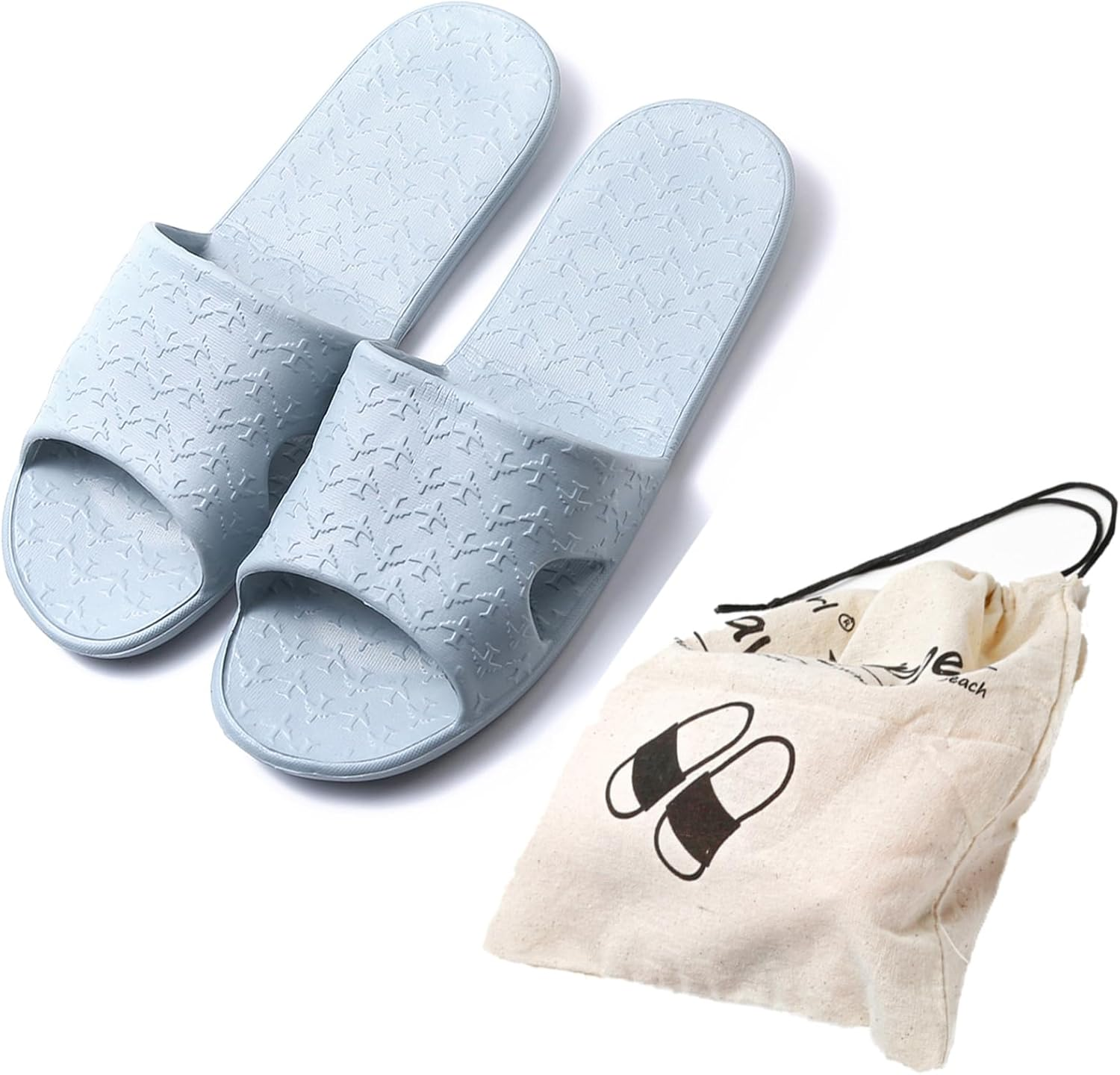 Anmerl Travel Slippers for Women and Men, Portable Foldable Slippers with Cotton Storage Bag, Soft Comfy Non-Slip Quick Dry House Bathroom Shower Shoes Spa Gym Swimming Beach Sandals