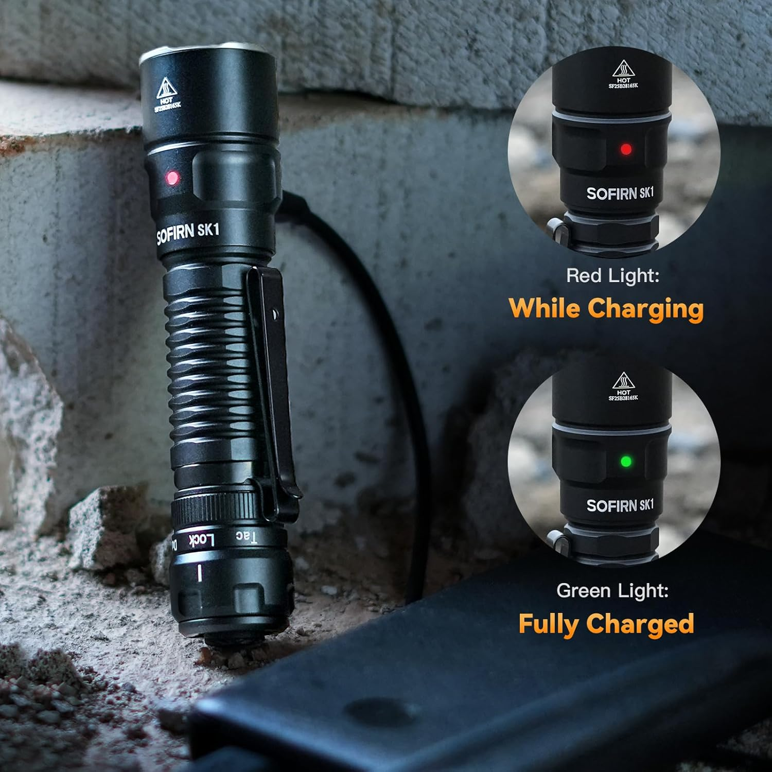 Sofirn SK1 Tactical Flashlight, LED Pocket Torch Rechargeable, 1571Ft Long Throw and Rotary Switch, EDC Handheld Flashlight for Home Camping Emergencies Rescue Hunting image number 5