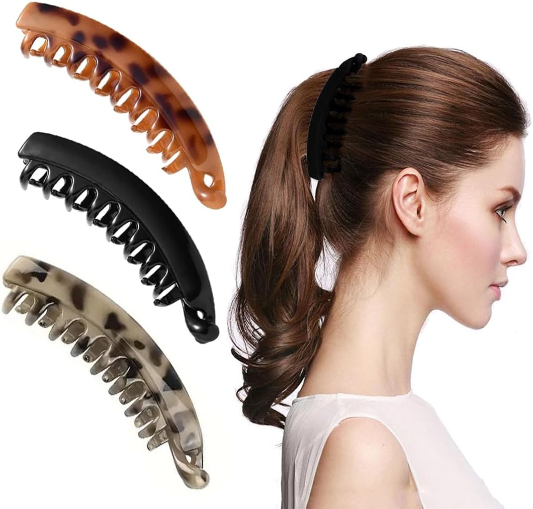 Banana Hair Clips for Women, Pack of 6, Non-Slip Ponytail Holder Clip, Large Banana Clip, Colourful Banana Clip, Banana Hair Clips for Women, Girls, Thick Medium Hair image number 4