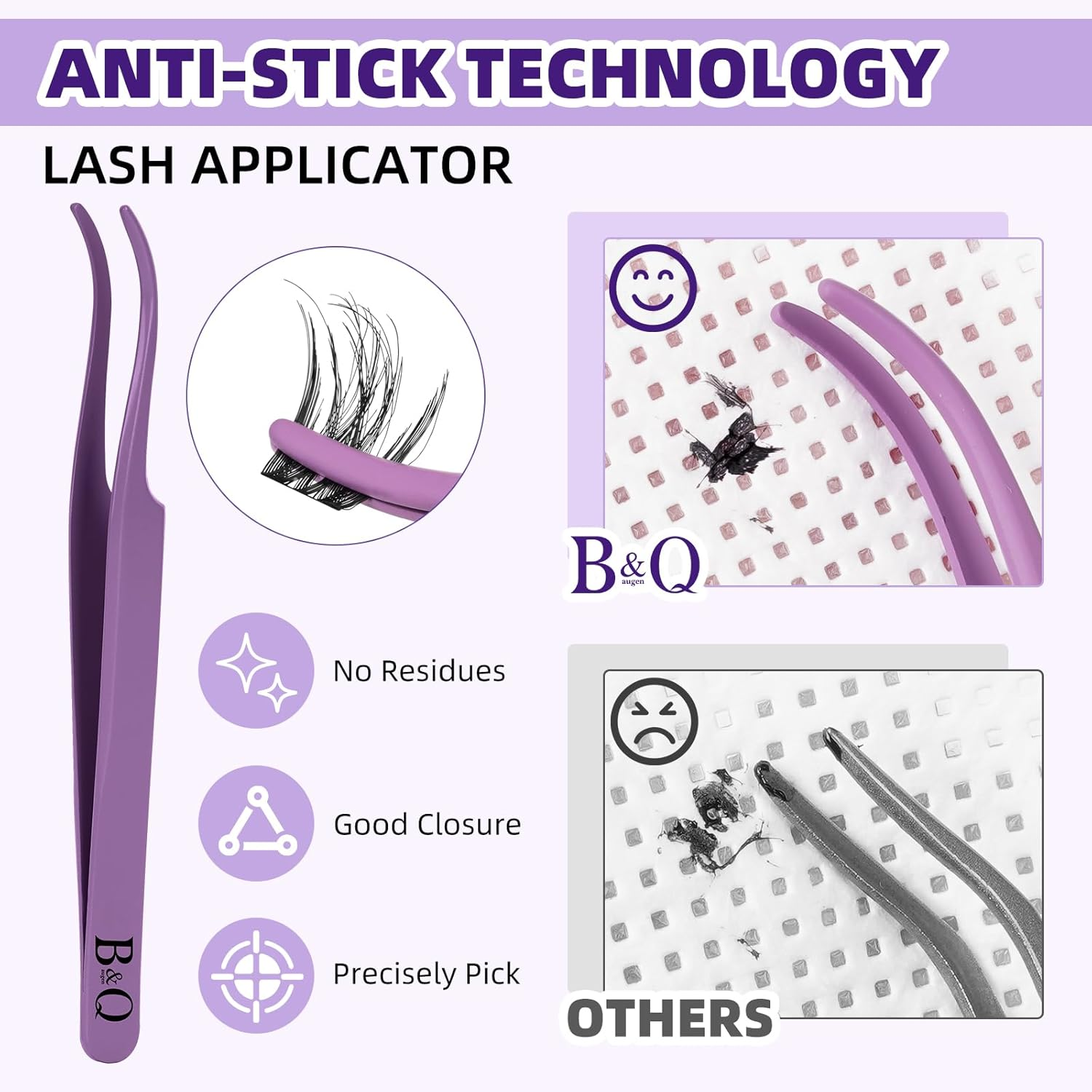 B&QLASH Lash Clusters Kit 144PCS Wispy Lash Extension Kit 9-16Mm Soft Natural with Cluster Glue and Lash Tweezer D Curl Pesta&ntilde;as Postizas Naturales (Kit,Natural 02-9-16MIX) image number 2