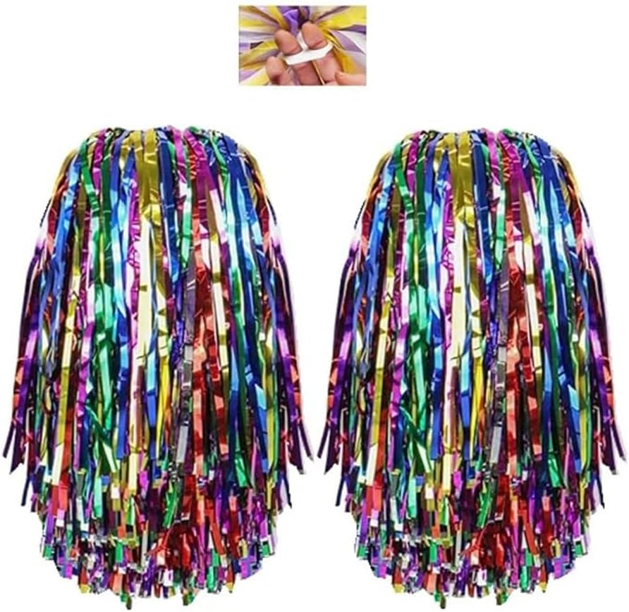 2Pcs Cheerleader Pompoms Hand Flowers,Pompoms Cheer for Boy Girl,School Sports Dance Games Team Spirit Cheer,For Team Sports,Cheer Sports Party Dance Useful Accessories