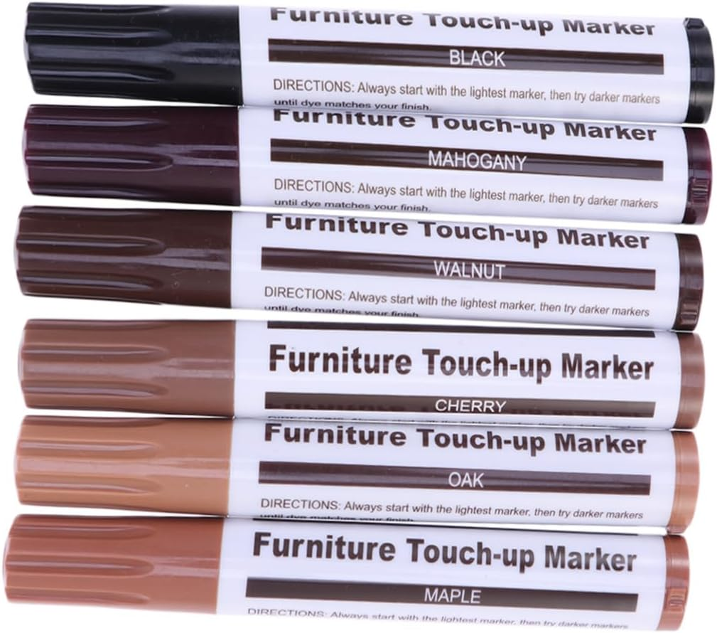 Furniture Touch-Up Pen Kit 6 Color Markers Furniture Repair Pen Scratch Covering Tool for Wood Metal Plastic Quick-Drying Easy to Use image number 4