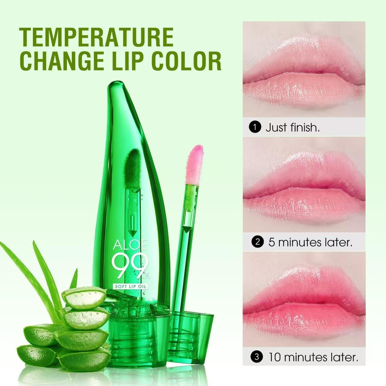 2 Pack Color Changing Aloe Vera Lipstick & Lip Oil Tint &ndash; PH Temperature Reactive Lip Balm Gloss, Long Lasting Moisturising Lip Care, Tinted Plumper Makeup for Natural Pink Glow