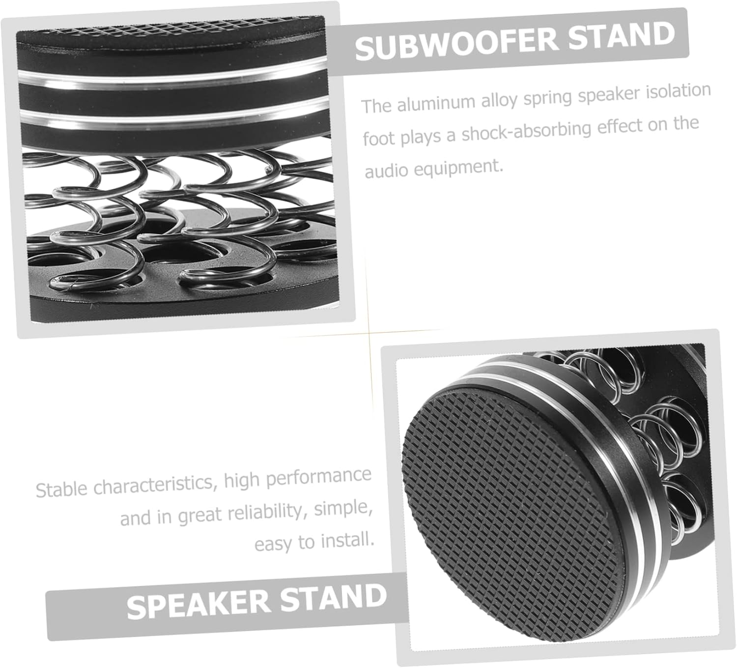 POPETPOP 4Pcs Speaker Isolation Feet Pads for Hifi Audio Equipment Subwoofer Stand Vibration Damper Black Spring Shock Absorber Suitable for Home Audio Systems image number 2