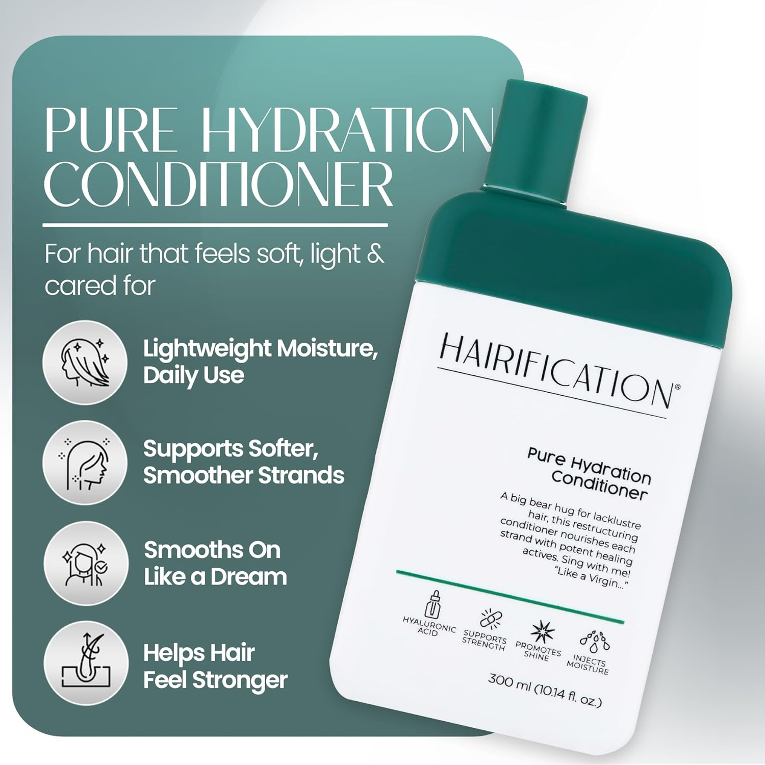Hairification Pure Hydration Daily Conditioner for Dry or Fine Hair with Hyaluronic Acid, Niacinamide and Pro-Vitamin B5, 300Ml image number 1