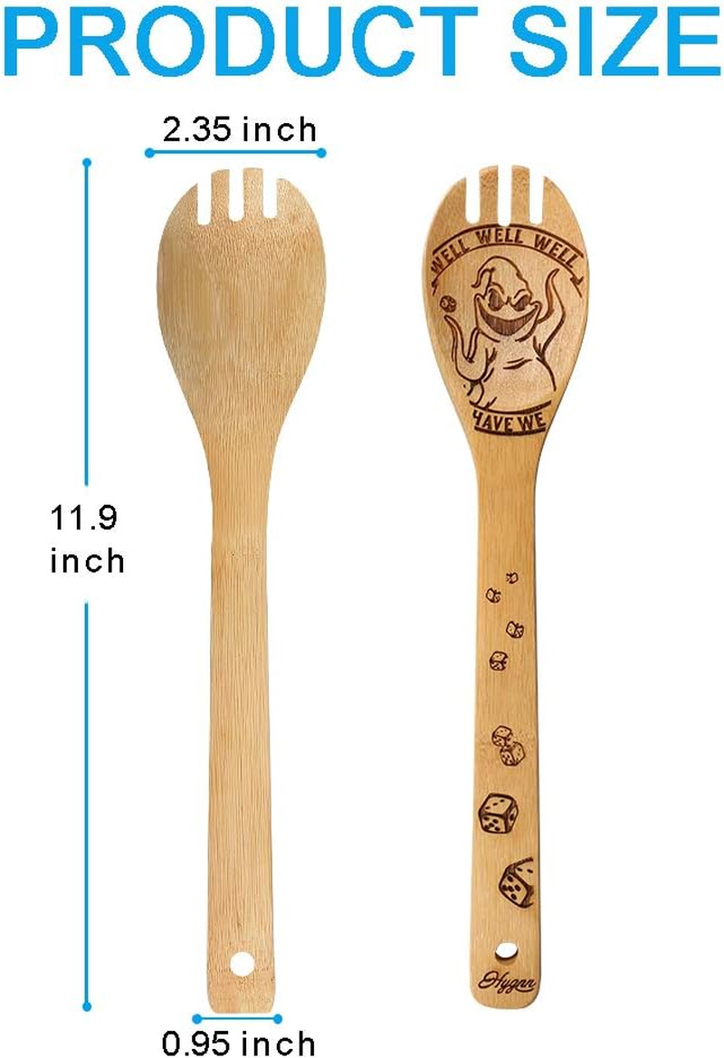 Idea Utensil Burned Wooden Spoons Set House Warming Wedding Present Slotted Spoon 5 Piece - Nightmare2 image number 2