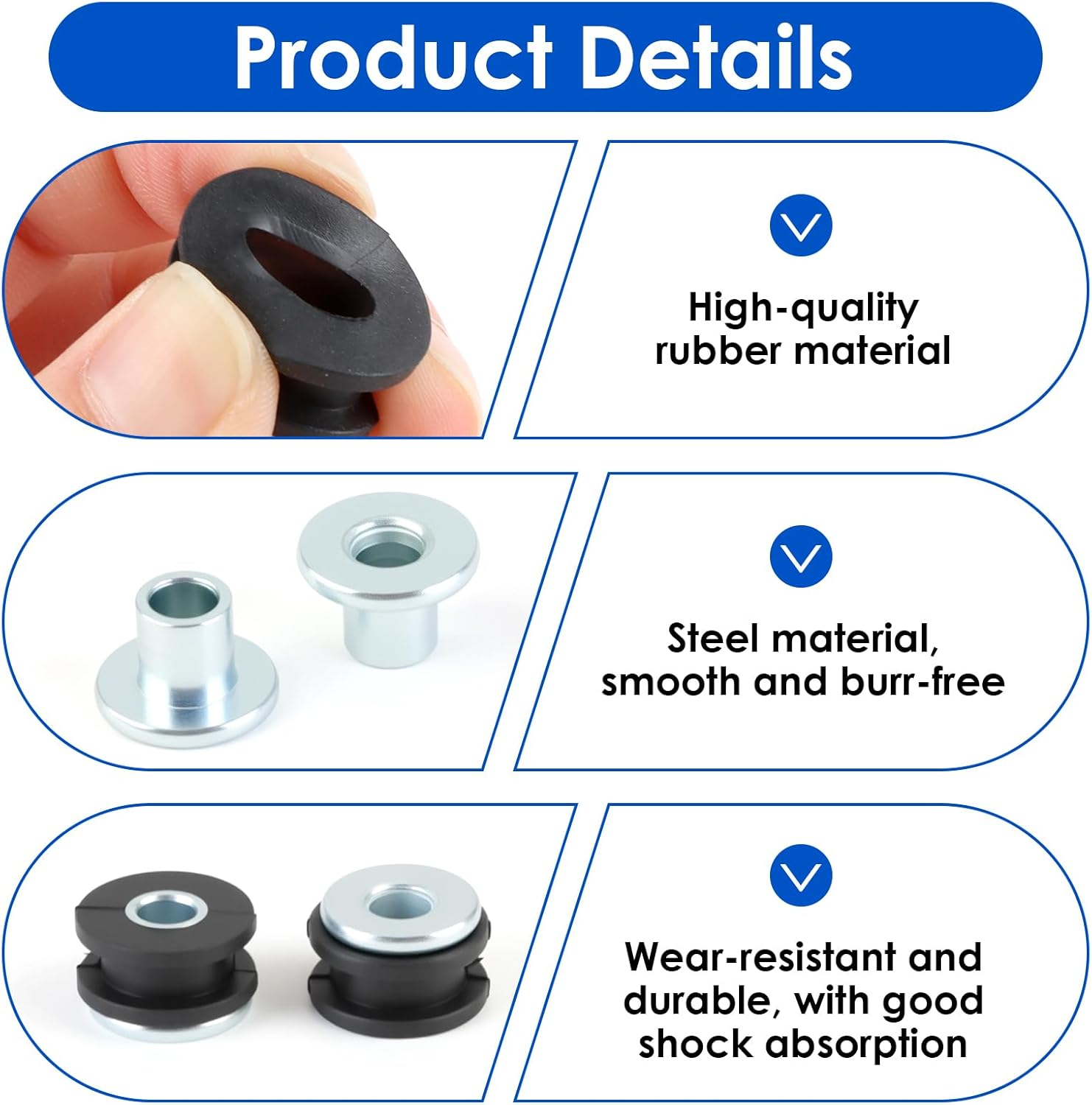 20 Pcs Universal Motorcycle Bike M6 Rubber Grommets Set - Heavy Duty Fairing Cowling Buffer Washers, Pressure Relief Cushions & Shock Absorbing Bushings for Smooth Ride, Fit Most Bikes image number 6