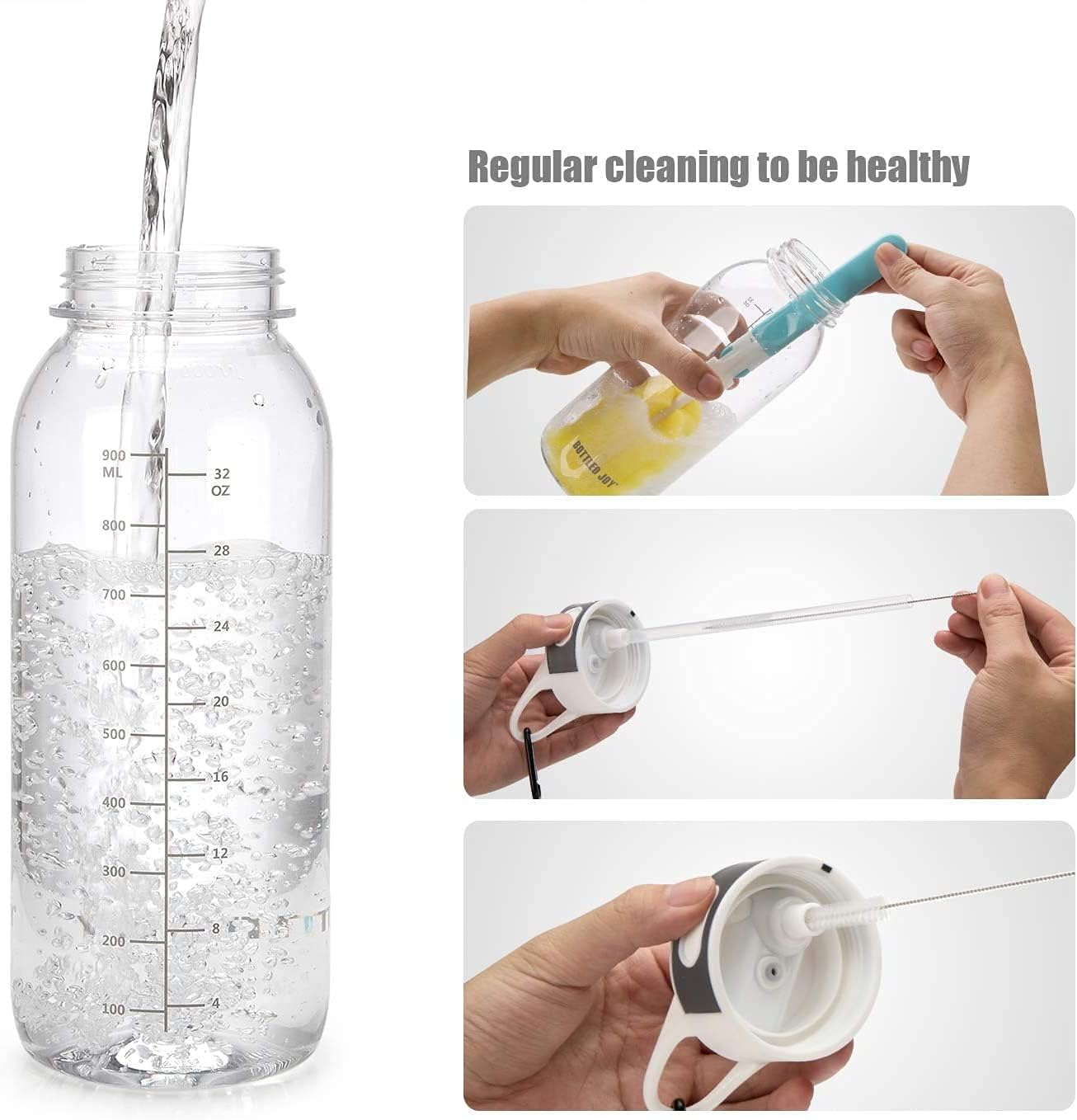 VENNERLI Water Bottle Bpa-Free 32Oz Water Bottles with Straw Lid Leakproof Tritan Water Jugs Drinking for Home Fitness Outdoor Hiking Workouts (1L Clear) image number 6