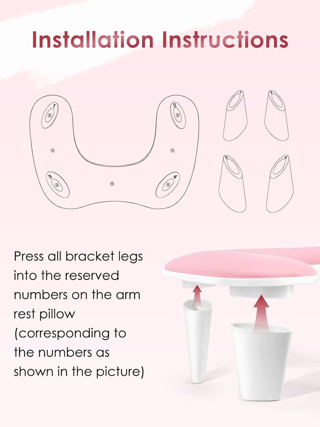 LIONVISON Arm Rest for Nails Tech - U-Shaped Manicure Nail Hand Rest Pillow Cushion, Big Microfiber Leather Nail Arm Rest Stand for Acrylic Nail Art Tech (Pink) image number 5