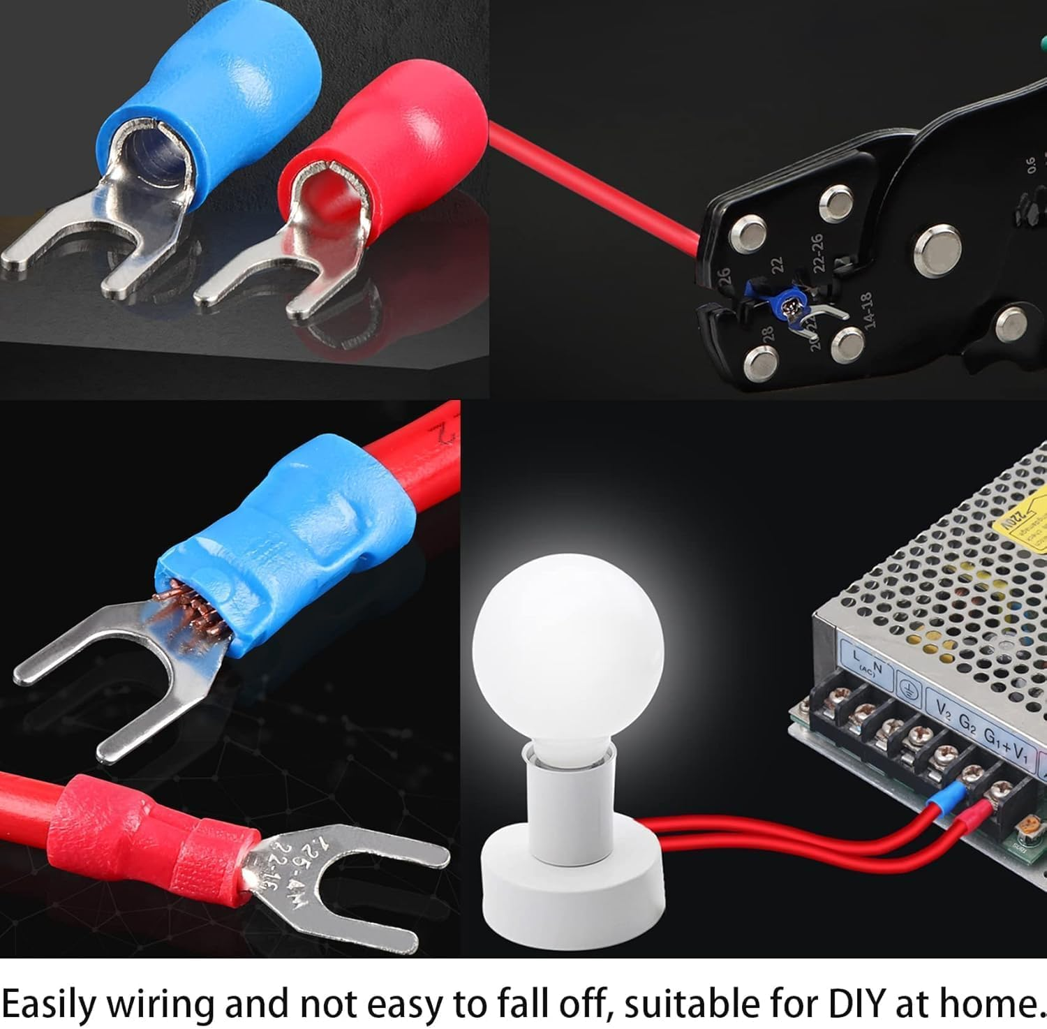 280Pcs Crimp Connectors Multipurpose Waterproof Electrical Wire Terminals,Contains Pair of Crimping Pliers Insulated Crimp Heat Shrink Wire Connectors Male and Female Spade Connector Kit Tool image number 4