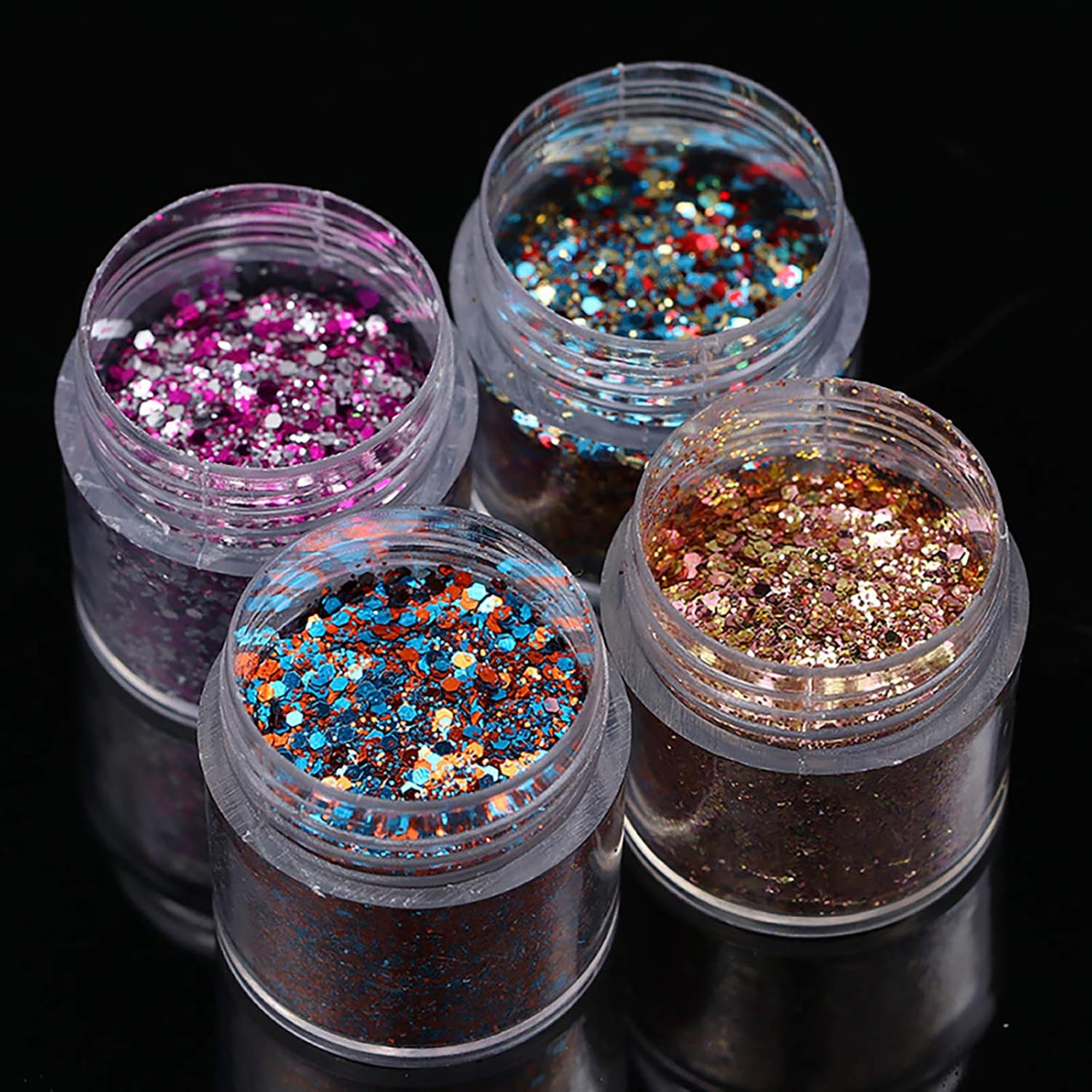 6 Boxes Holographic Chunky Glitter Nail Sequins Iridescent Flakes Body Nail Sequins image number 2