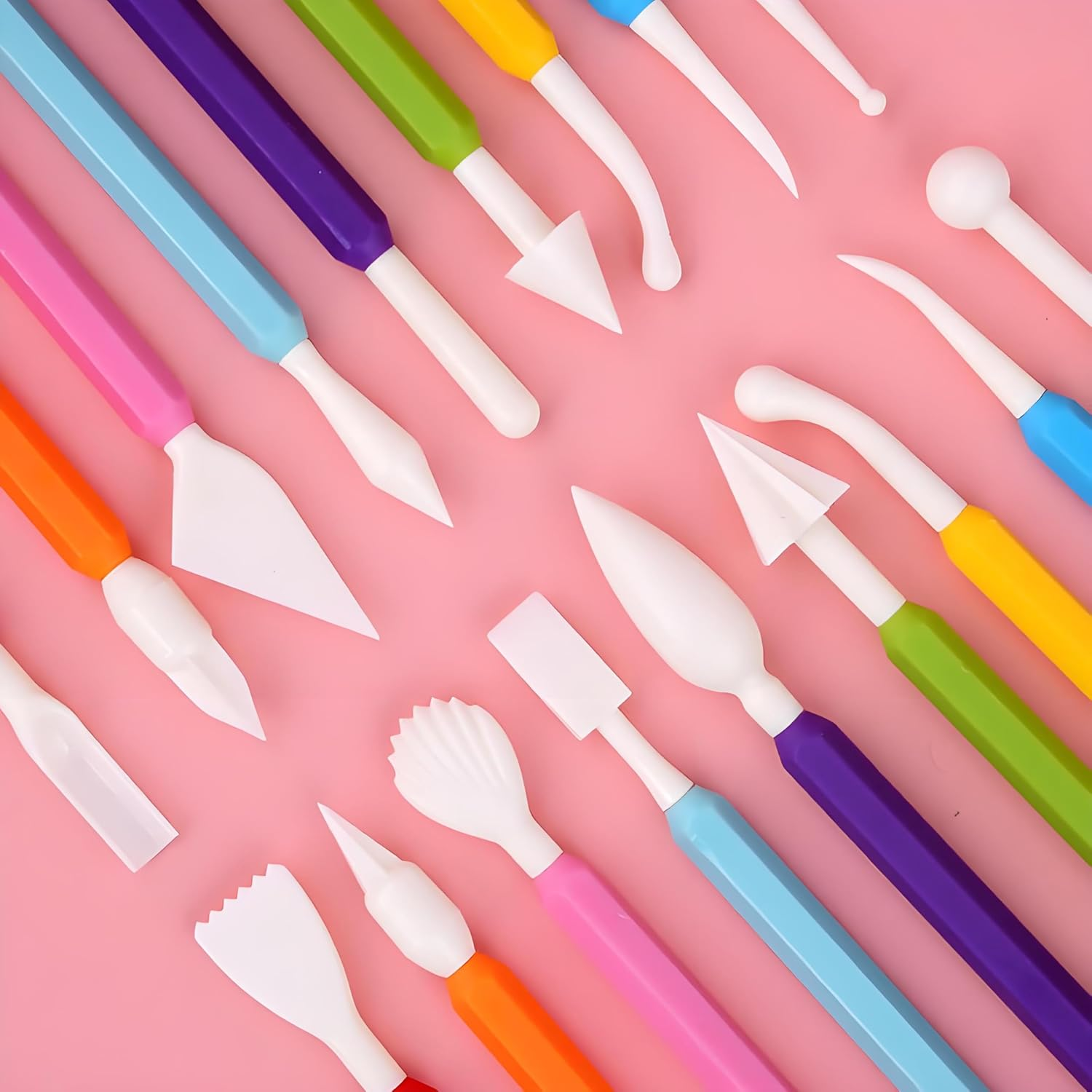 9-Piece Polymer Clay Tools Set - Dual-Ended Sculpting Tools Kit for Clay Modeling, Fondant & Cake Decorating (18 Shapes, Food-Safe PP+ABS) image number 6