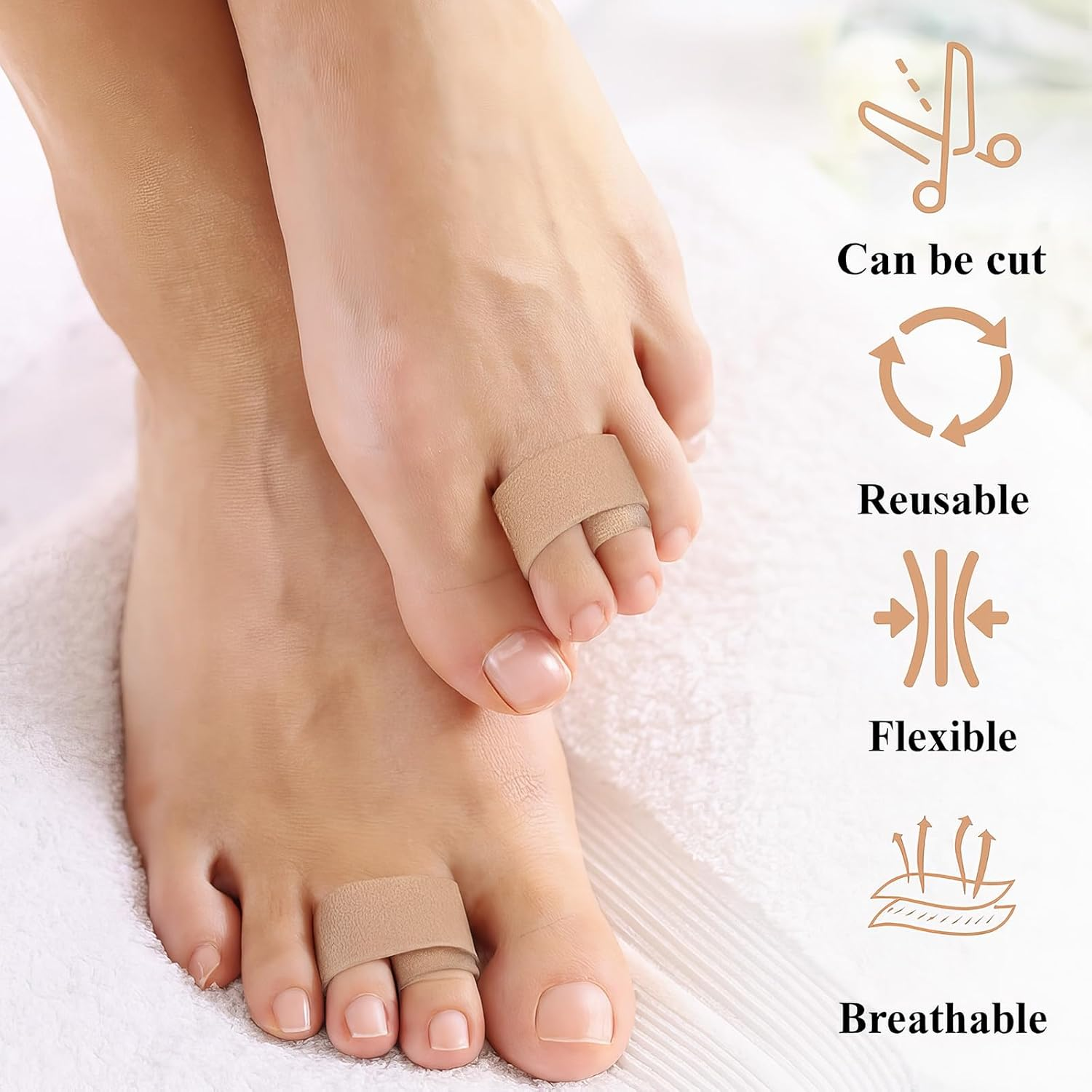 Pack of 2 Hammer Toe Bands with Splints and 4 Hammer Toe Straps, Hammer Toe Brace for Men and Women image number 1