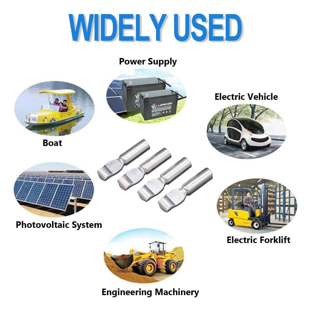 Wzenclave 20Pcs Anderson Plug Contacts Pins Lugs Terminals Fast Battery Charging Plug Replacement Terminal Pins for 50Amp Connectors 6 AWG600V Ideal for Solar and Wind Generators Tow Trucks and More