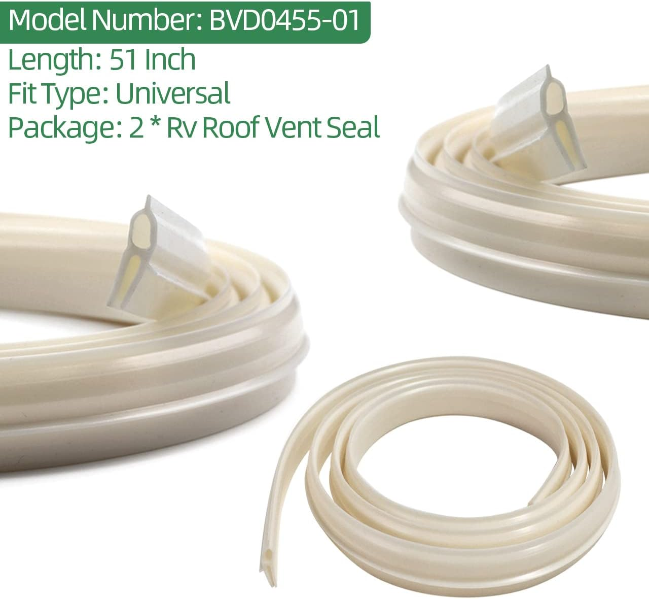 Camco RV Roof Vent Seal Kit - Vinyl Seal, 51" - Replacement for Camco, Ventline and Hengs (2 Pcs)