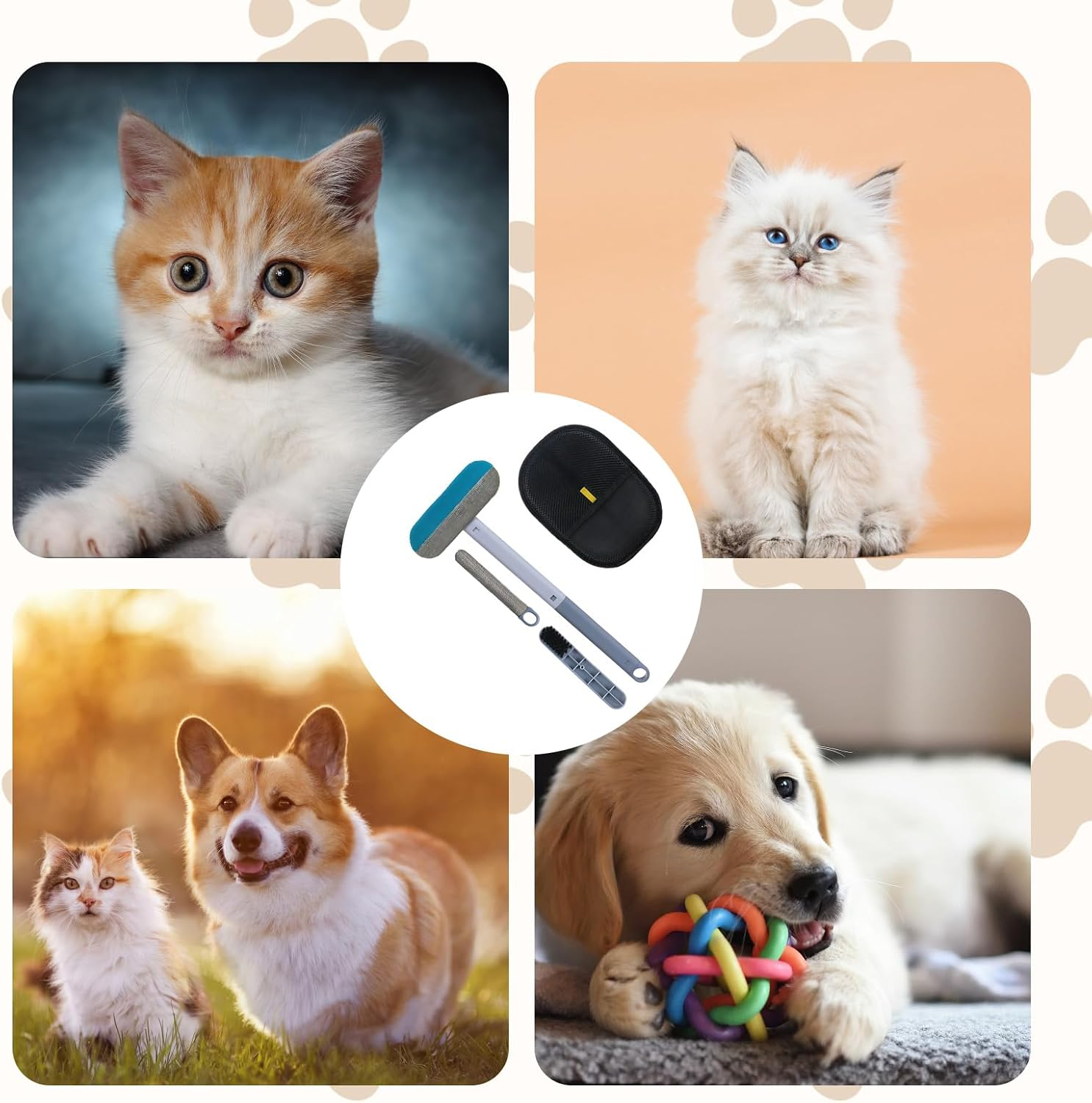 2PCS Pet Hair Remover Glove, Electrostatic Pet Hair Removal Glove for Furniture and Car Seats, 2-In-1 Pet Grooming and Cleaning Gloves, Dog Hair Remover Gloves with Deshedding Brush image number 5