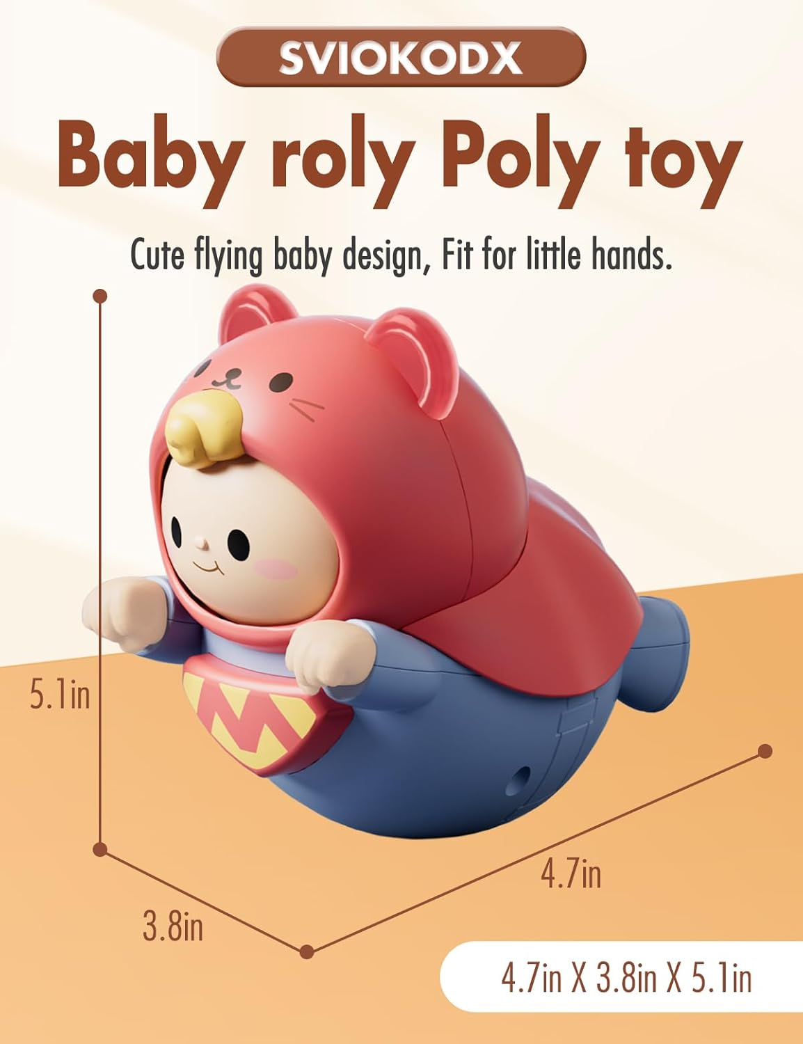 SVIOKODX Baby Roly-Poly Toy,Wobble Toy for Boy Girl,Crawling,Tummy Time,Sensory & Musical,Baby Essentials for Travel, Gifts for 18+ Month Toddler image number 4