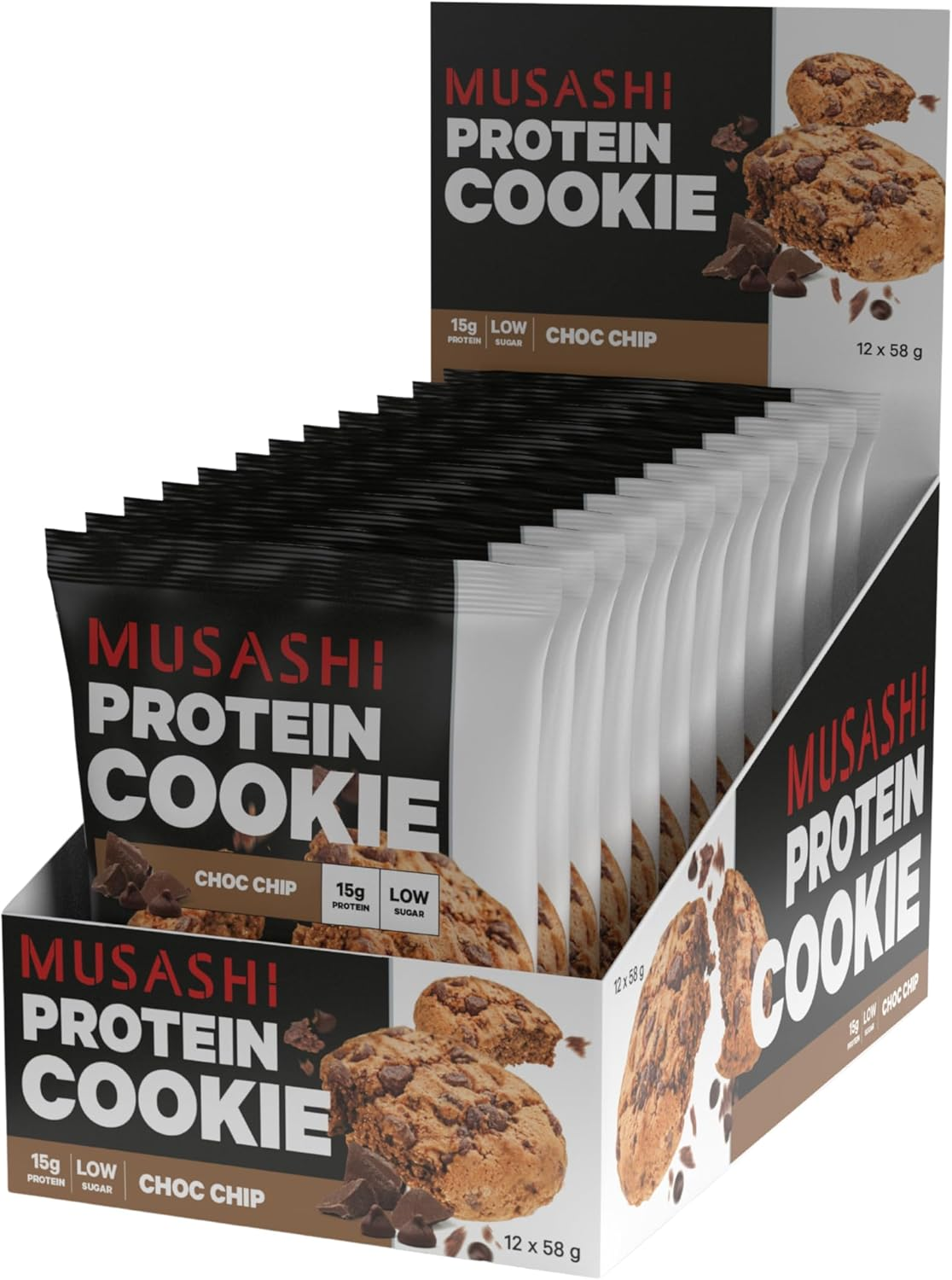 Musashi Protein Choc Chip Cookie 12 X 58G image number 1