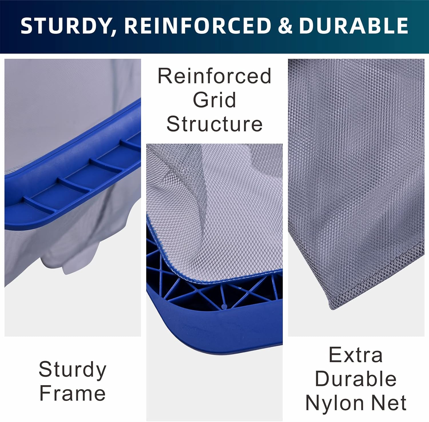 POOLAZA Pool Skimmer Net, Larger Capacity Pool Net Skimmer with Durable Deep Net, Sturdy Frame Pool Nets for Cleaning Effortlessly, High-Efficiency Pool Leaf Net with Easy Scoop Edges (Gray) - Black image number 6