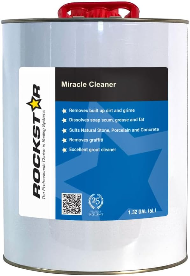 Rockstar MIRACLE CLEANER 5L, Heavy Duty - for Built up Dirt & Grime. Will Dissolve Soap Scum, Grease & Fat from Concrete, Terrazzo, Sandstone & Limestone. Removes Graffiti - an Excellent Grout Cleaner image number 1