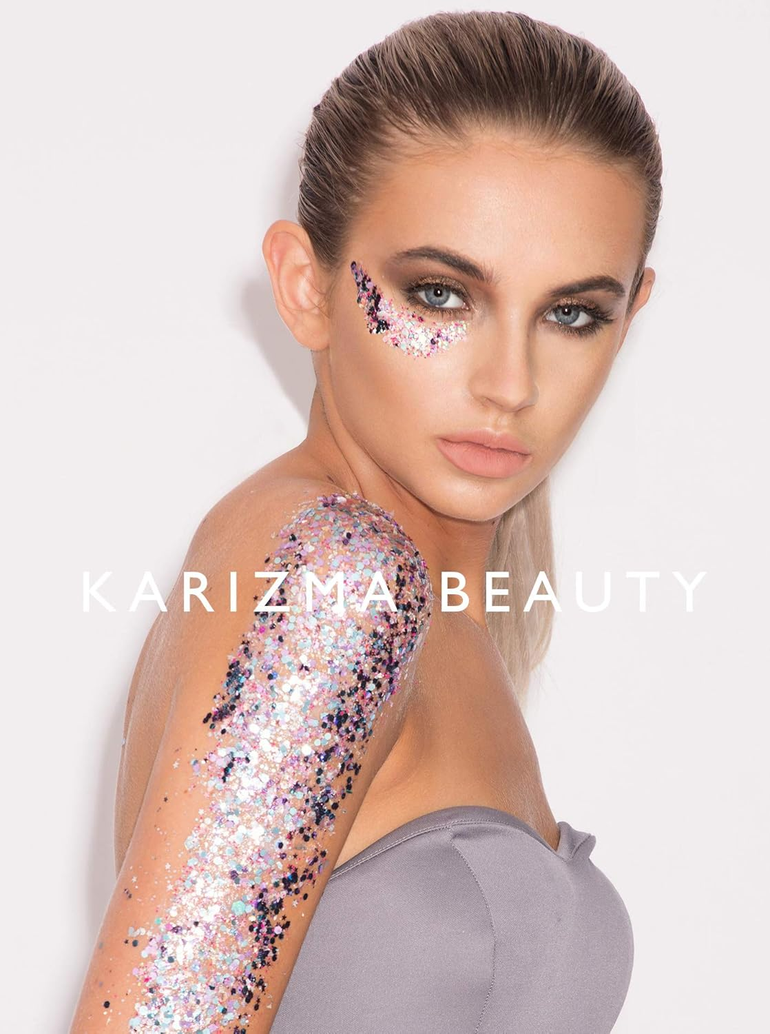 Unicorn Strobe Chunky Glitter // Karizma Beauty for Face and Body Festival Sparkles 10G - Platinum image number 7