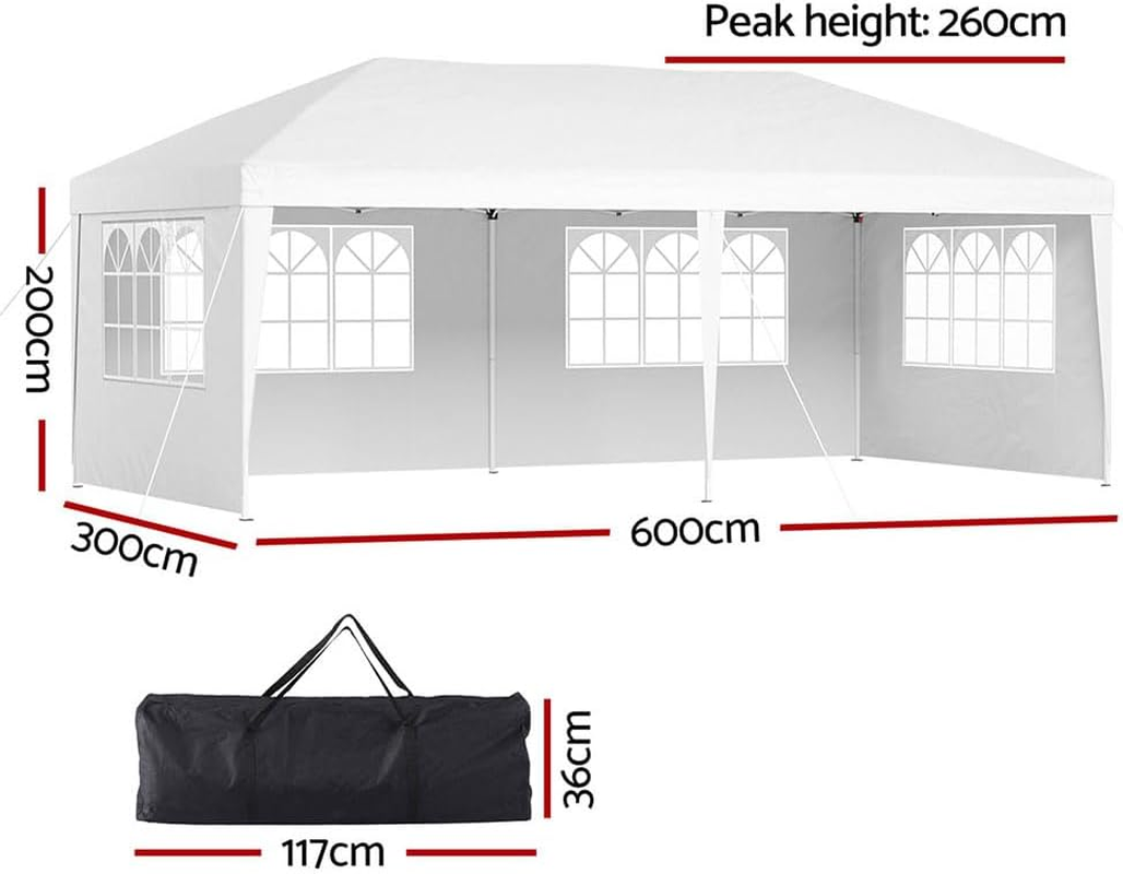 Instahut Gazebo Pop up Marquee 3X6M Wedding Party Outdoor Camping Canopy White image number 5