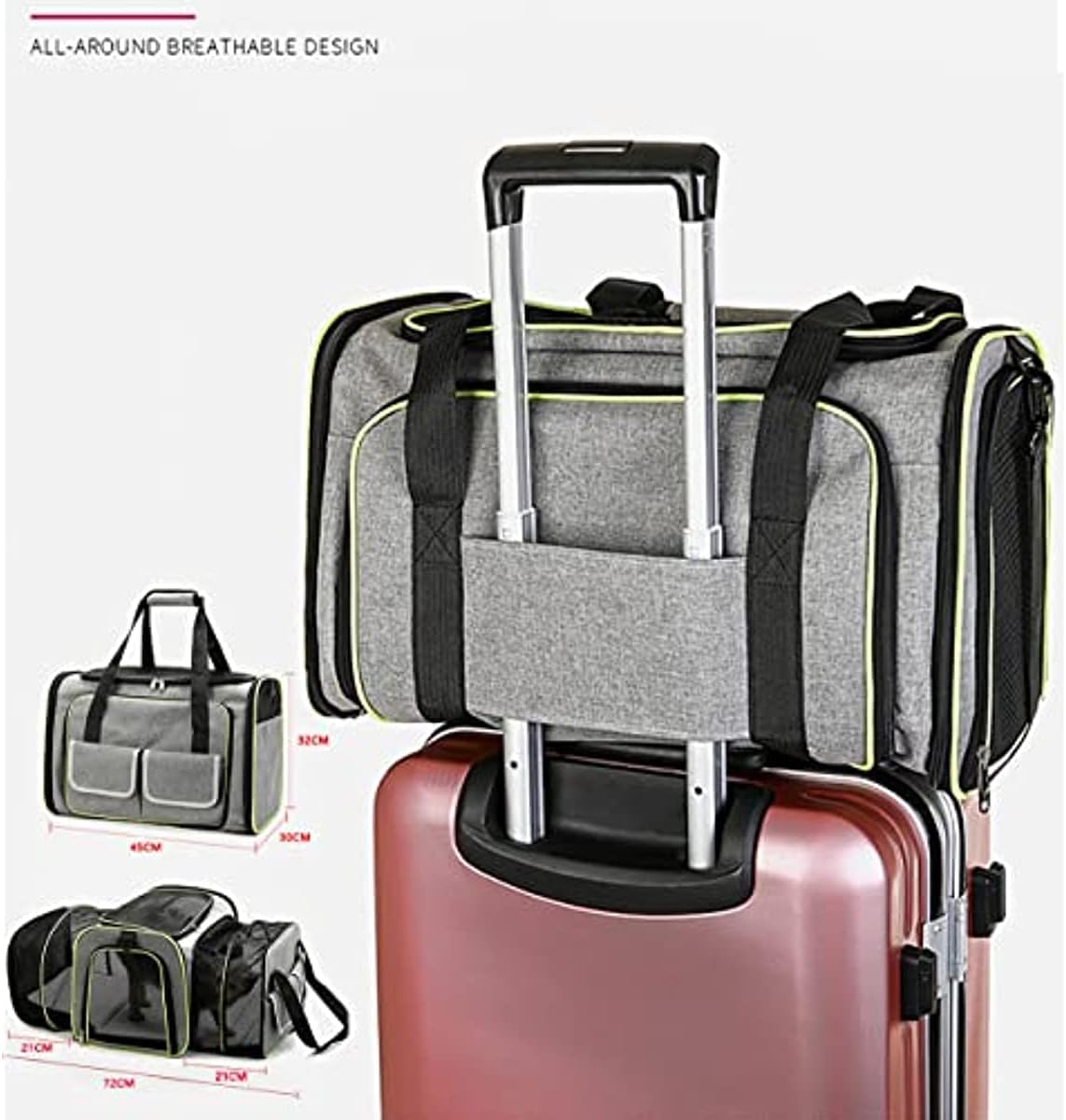 Large 2 Sides Expandable Pet Carrier, Airline Approved Soft-Sided Dog Cat Travel Carrier Bag with Removable Fleece Pad for Cats, Puppy and Small Animals image number 1