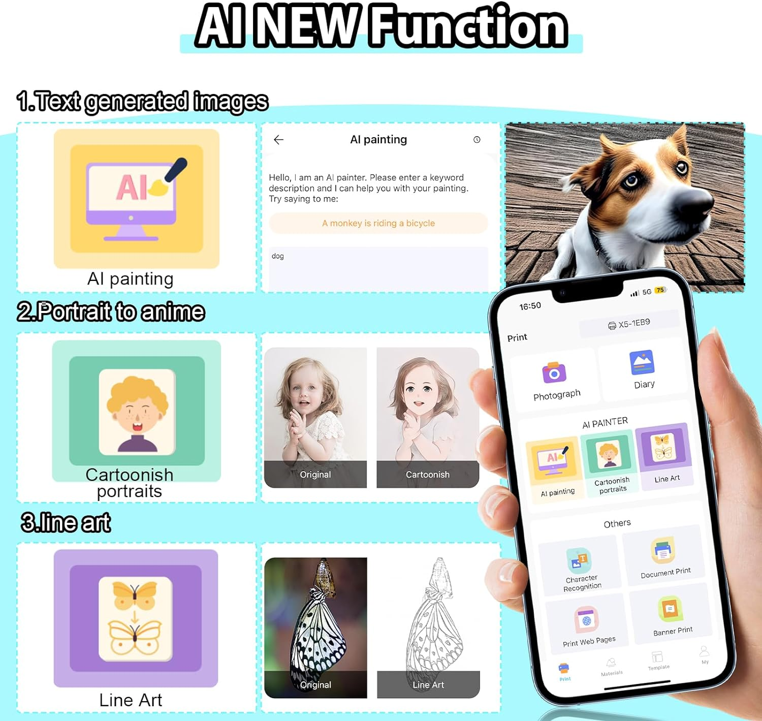 Huijukeji Inkless Sticker Printer Mini Thermal Printer with 10 Rolls Thermal Paper,Color Pen for Ios&Android, Bluetooth Pocket Printer Smart Portable Receipt Printer for Photo Journal Notes Memo-Green - Orange image number 5