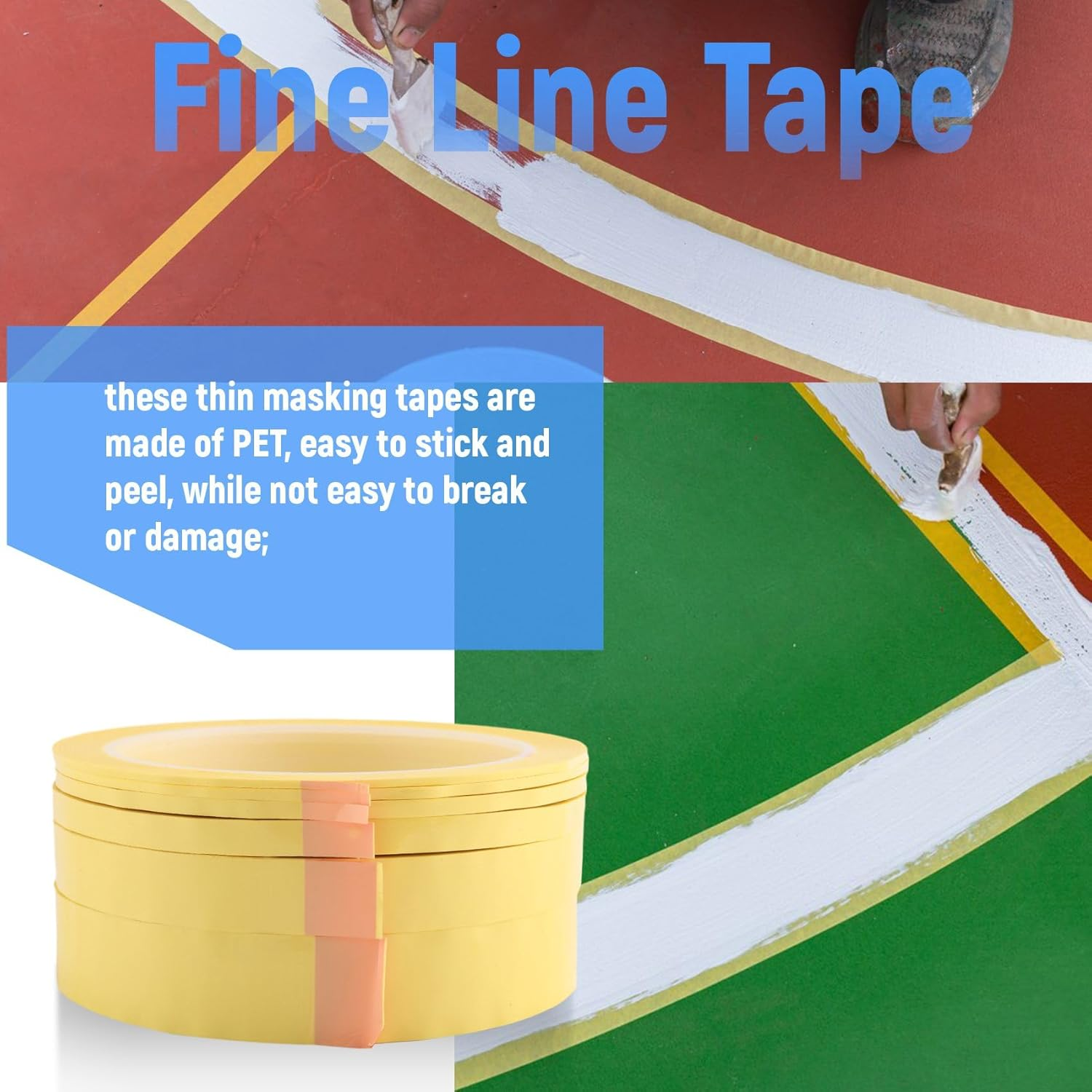 Tuperoymse 6 Rolls Fine Line Tape 1/16,7/10,1/8,1/4,1/2,3/4 Inch X 55Yard, Fineline Masking Tape, Painters Automotive Masking Tape image number 5