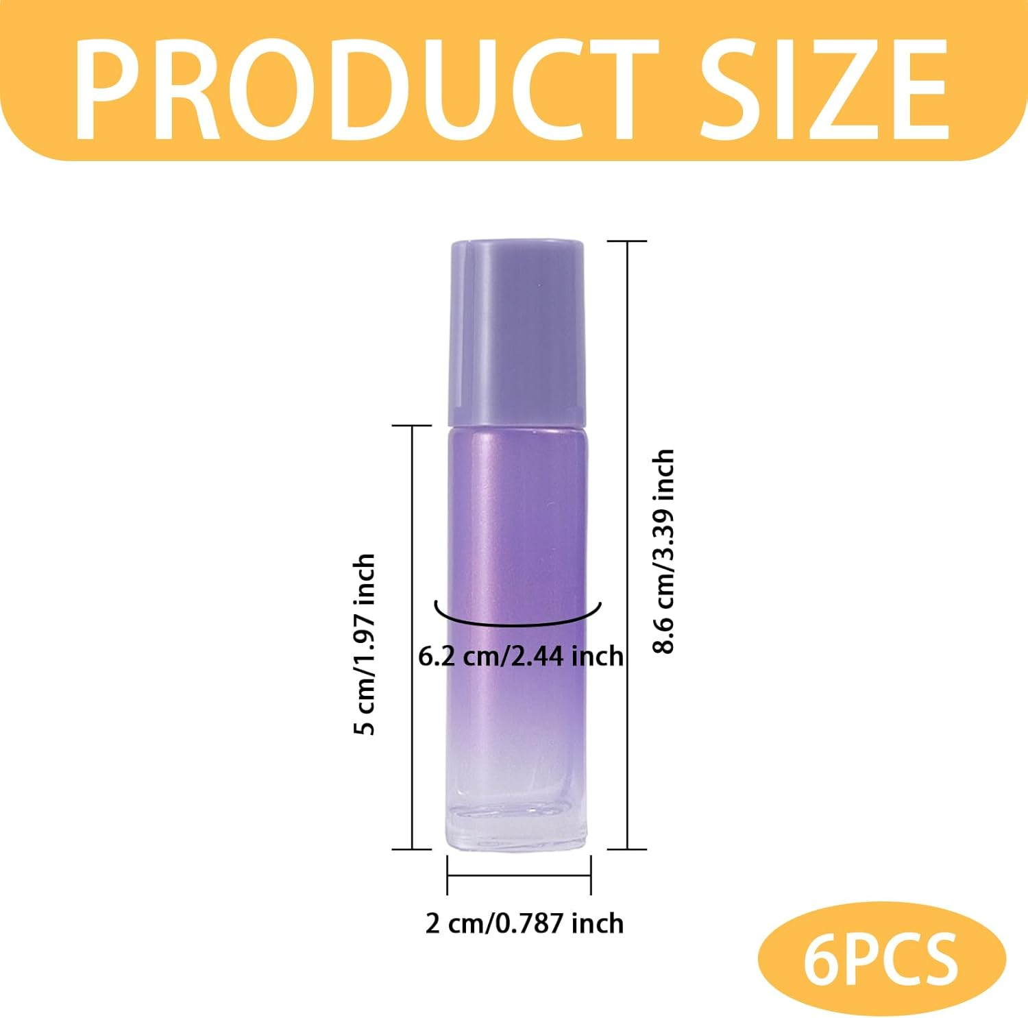 6 Pieces of 10Ml Glass Essential Oil Roller Bottles, Color Gradient Ball Bottles That Can Be Refilled, with Stainless Steel Balls and Caps - Travel Portioned Perfume Essential Oils image number 5