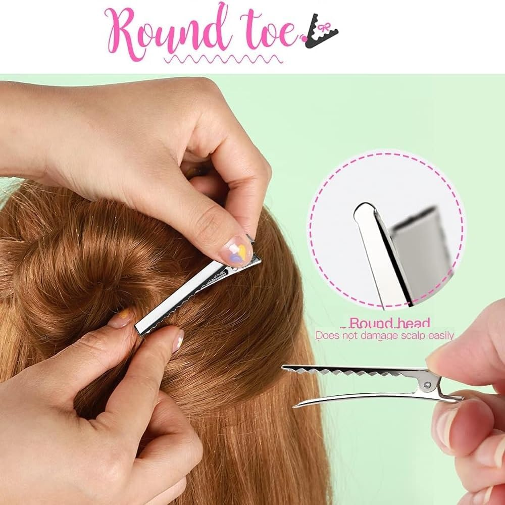 JUYOU 120Pcs 2.17 Inch Silver Single Prong Alligator Hair Clips with Teeth, Alligator Hair Clips, Flat Top Metal Hair Clips Hairbow Accessory Crafts(5.5Cm) image number 5