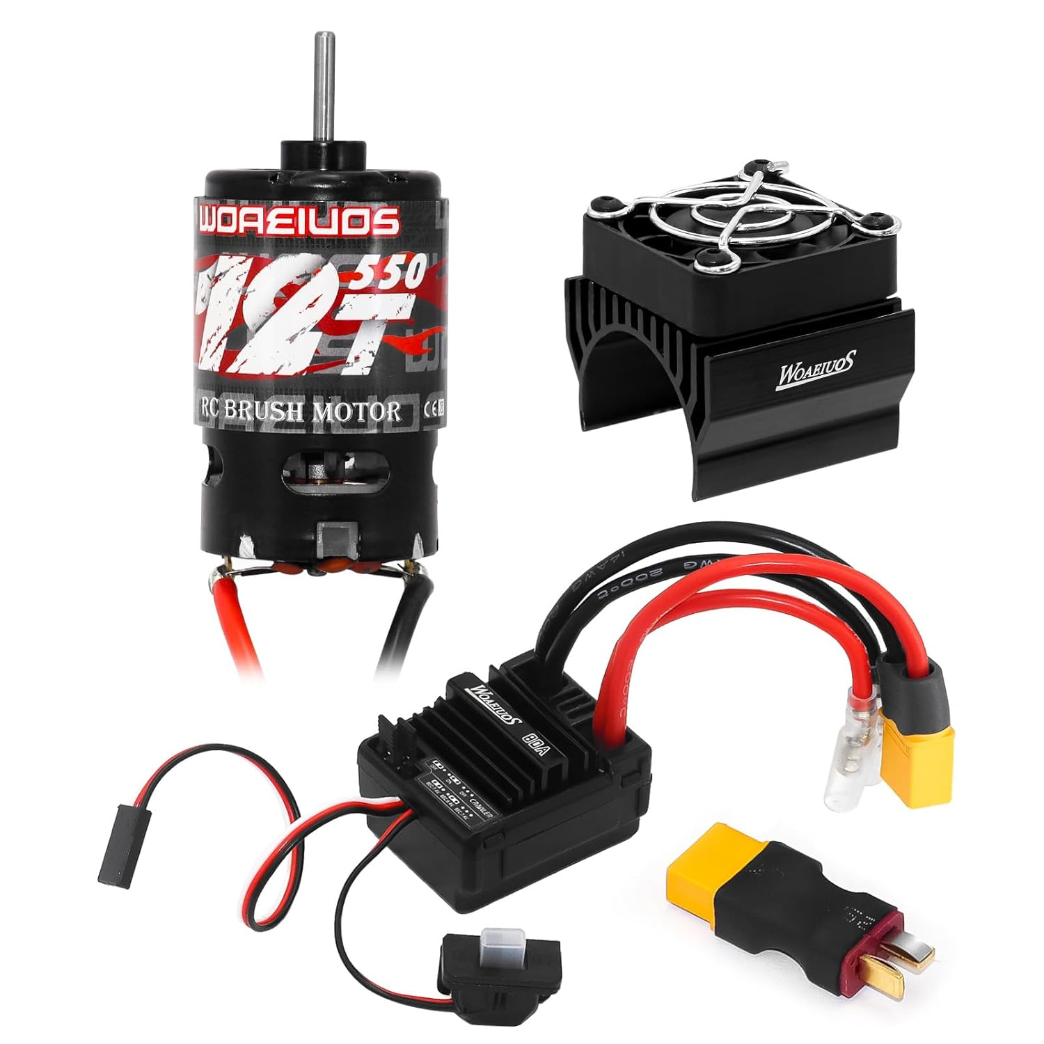 550 Brushed Motor 12T & 80A ESC Brushed Motor ESC & Heatsink Combo for 1/10 RC Truck Car Slash Arrma Granite Senton Typhon Redcat Axial HPI image number 6