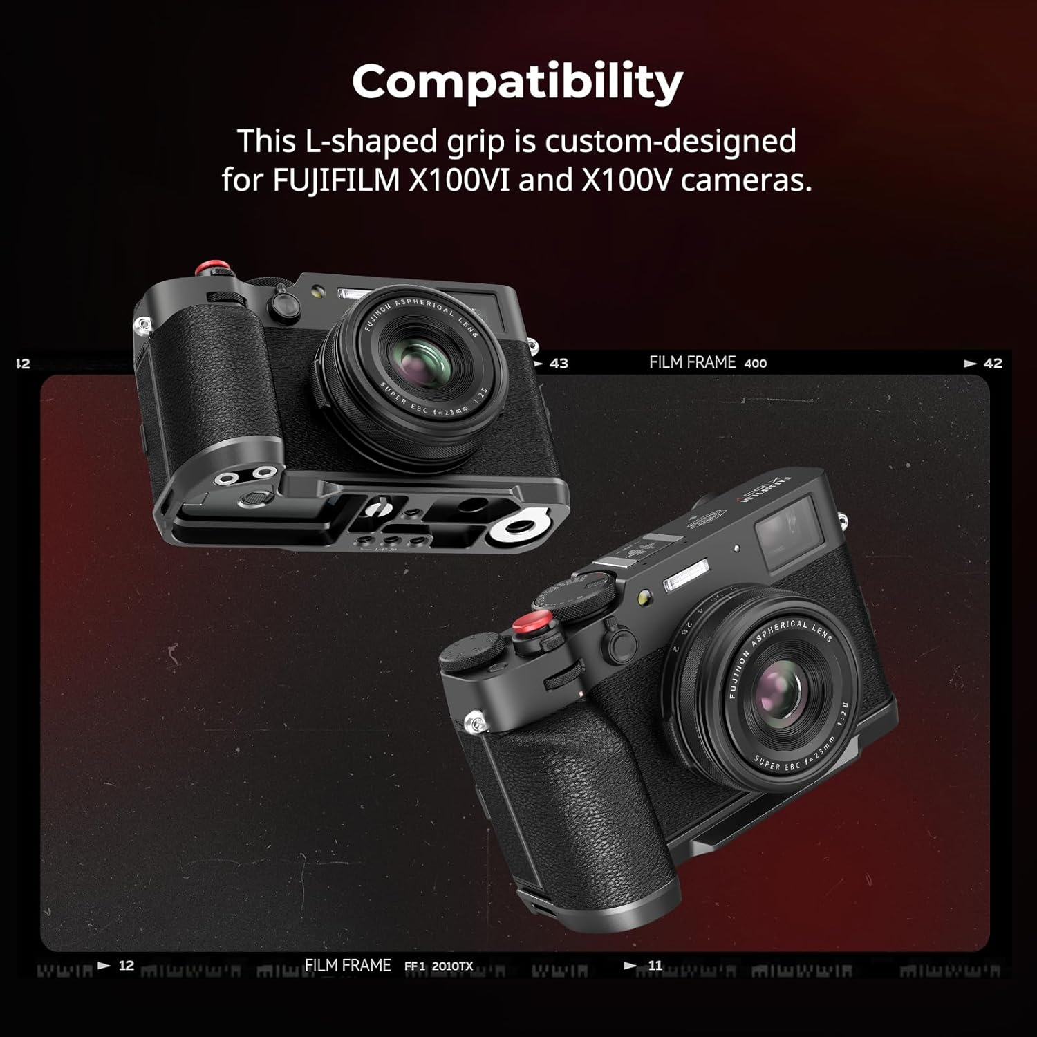 SMALLRIG X100VI Handgrip L-Shape Grip for FUJIFILM X100VI and X100V Cameras, Built-In Quick Release Plate for Arca, Lightweight Silicone Side Handle, with Shutter Button and Hot Shoe Cover - 4556