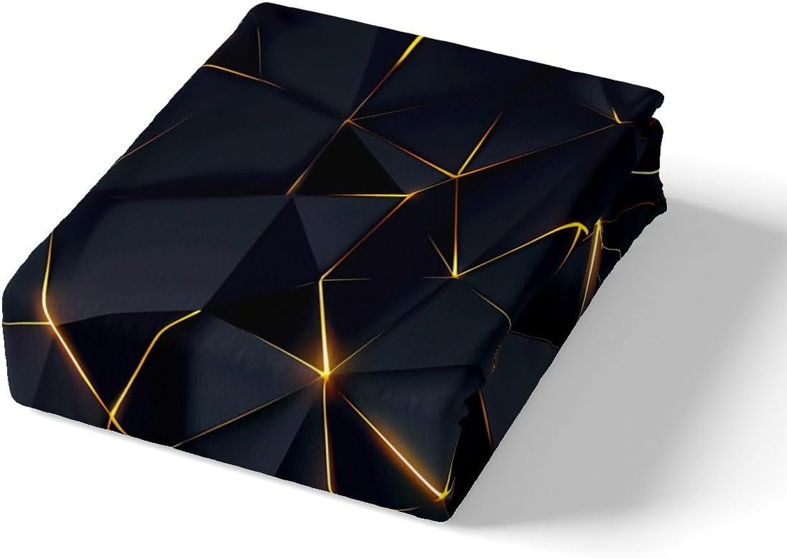 Homemissing Honeycomb Bed Set Geometric Stereoscopic Theme Boys Bedding Set 135 X 200 Cm Geometry Adult Bedroom Decoration 3D Black Gold Print Duvet Cover Set All Season - Multicolour 37 image number 4