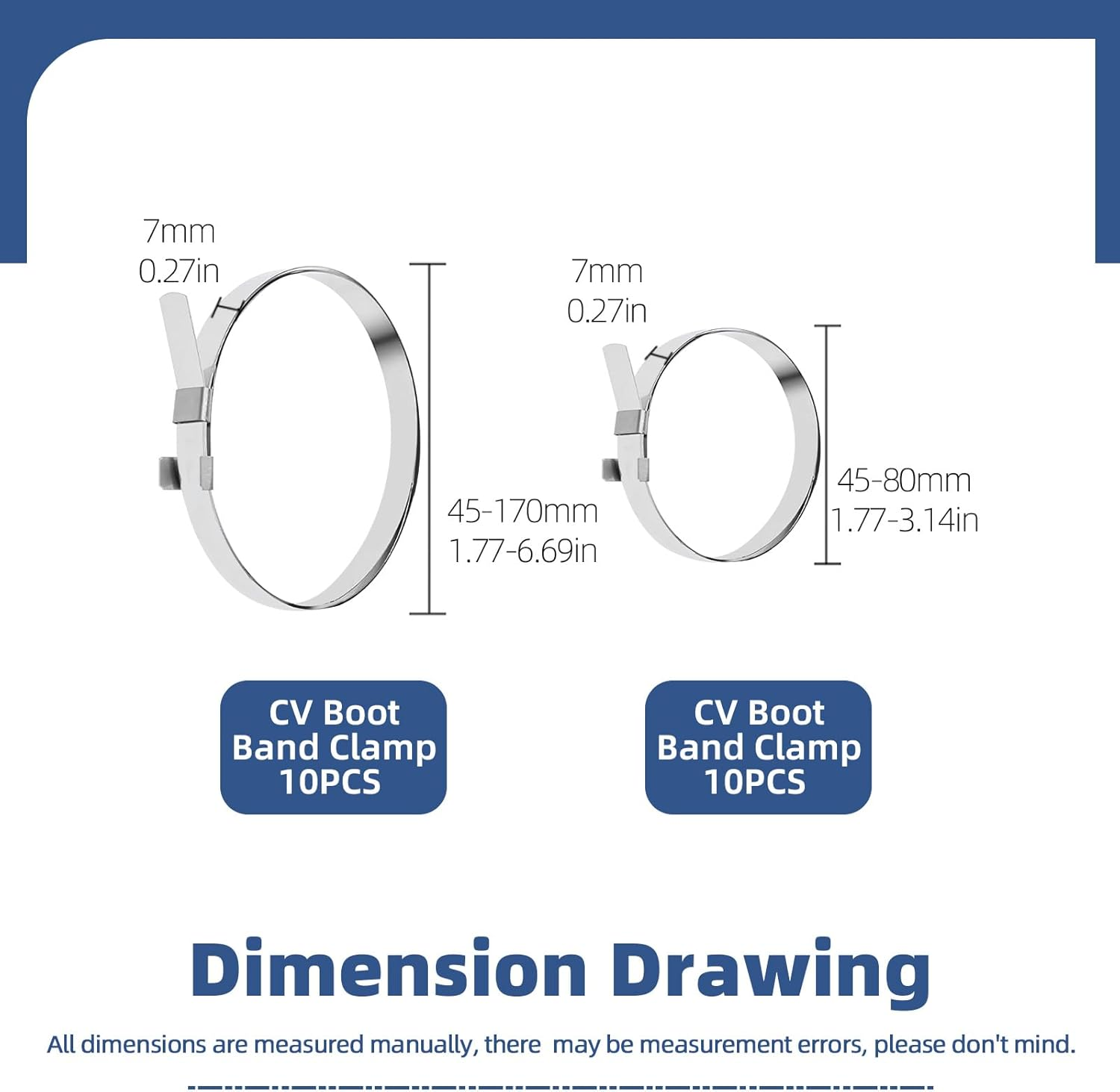 Glarks 20Pcs 45-80Mm 45-170Mm CV Boot Clamp Set, Stainless Steel Drive Shaft CV Boot Band Clamps, CV Joint Boot Clamp, Axle Boot Clamps for Most Cars image number 5