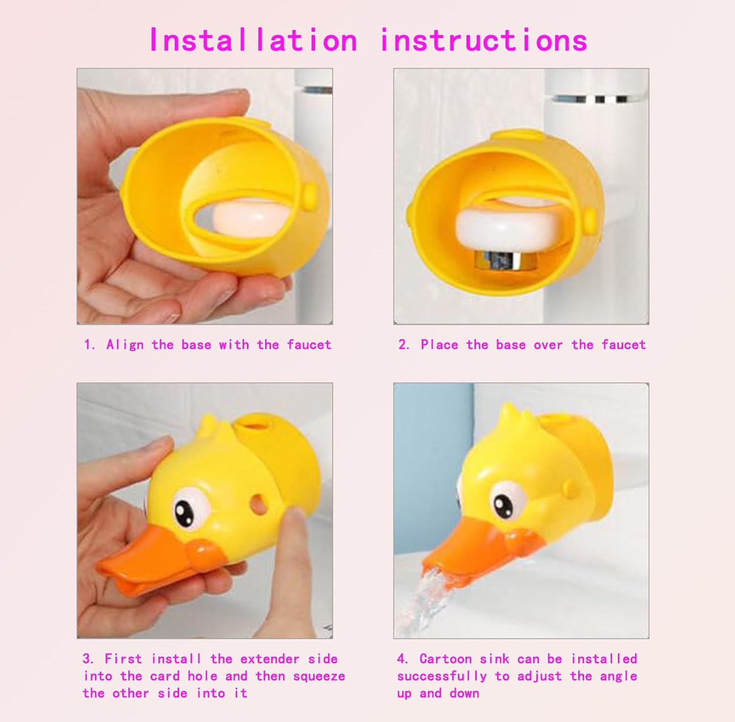 Kids Faucet Extender 2-Piece Set, Cute Yellow Duck Design, Safe Bathroom Sink Helper for Toddlers and Babies, Faucet Extender and Faucet Switch Extender image number 2