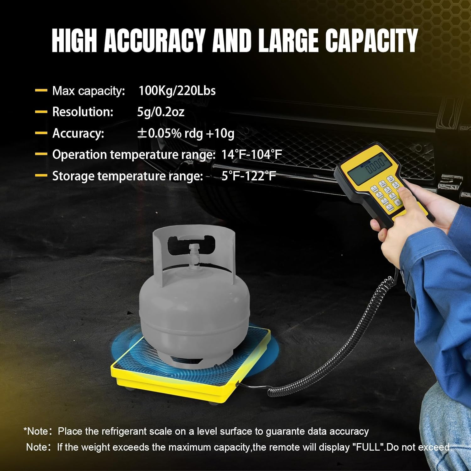 YELLOW JACKET Upgraded Refrigerant Scale 220 LBS High Precision Programmable HVAC Electronic Charging Weight Scale with Portable Case for All Recovery Tanks image number 5