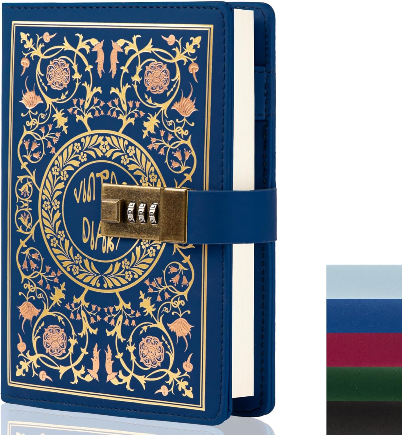 TIEFOSSI Phoenix Journal Notebook with Lock, Vintage Leather Locked Diary, B6 Travel Refillable Ruled Lined Writing Paper, Secret Password Gift Diary for Women Girls Boys (Green)