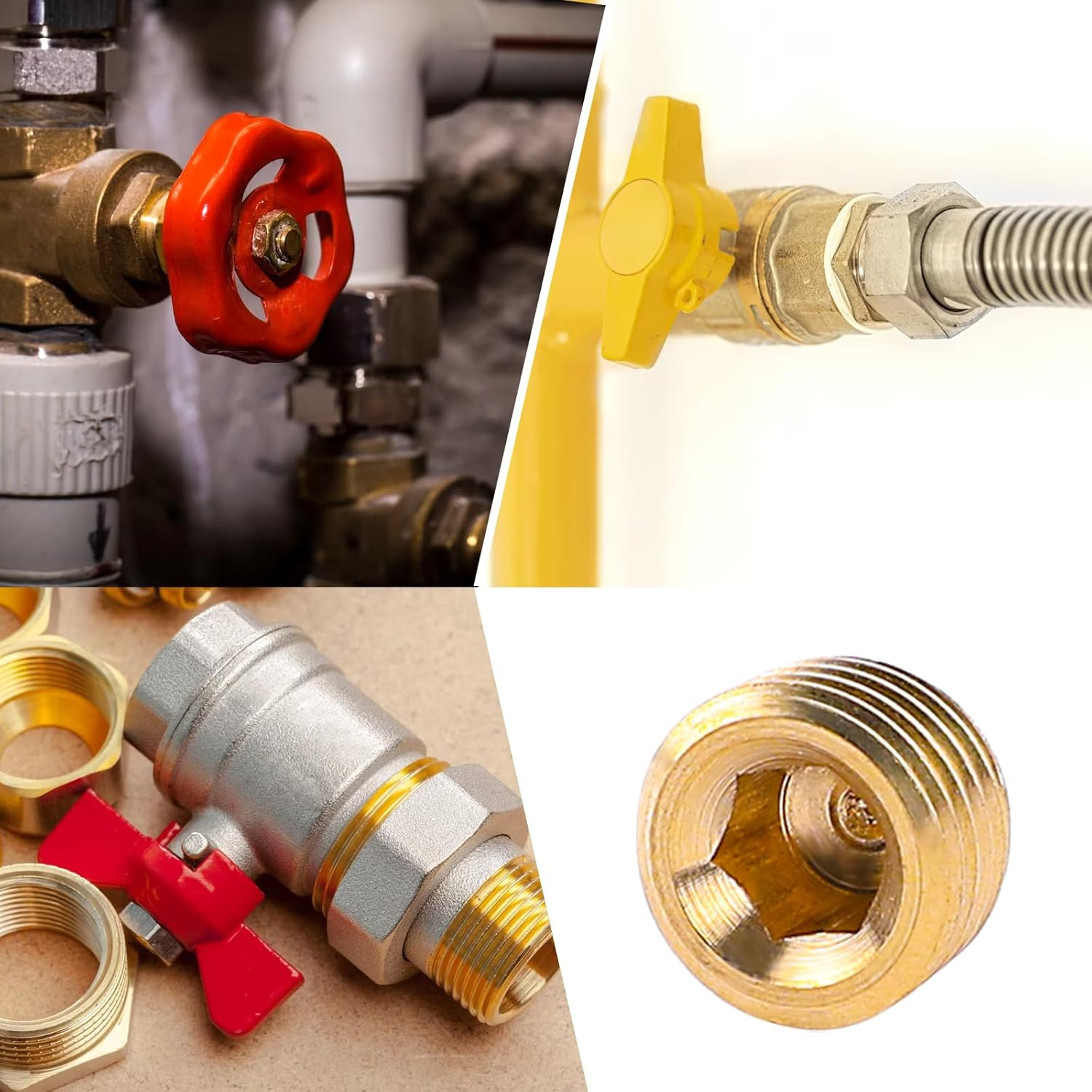 10 PCS 1/4" NPT Male Pipe Plug Fitting Set Brass Hex Counter Sunk Plugs for Closing the End of Pipe, Internal Hex Socket Thread Plug Kit image number 6