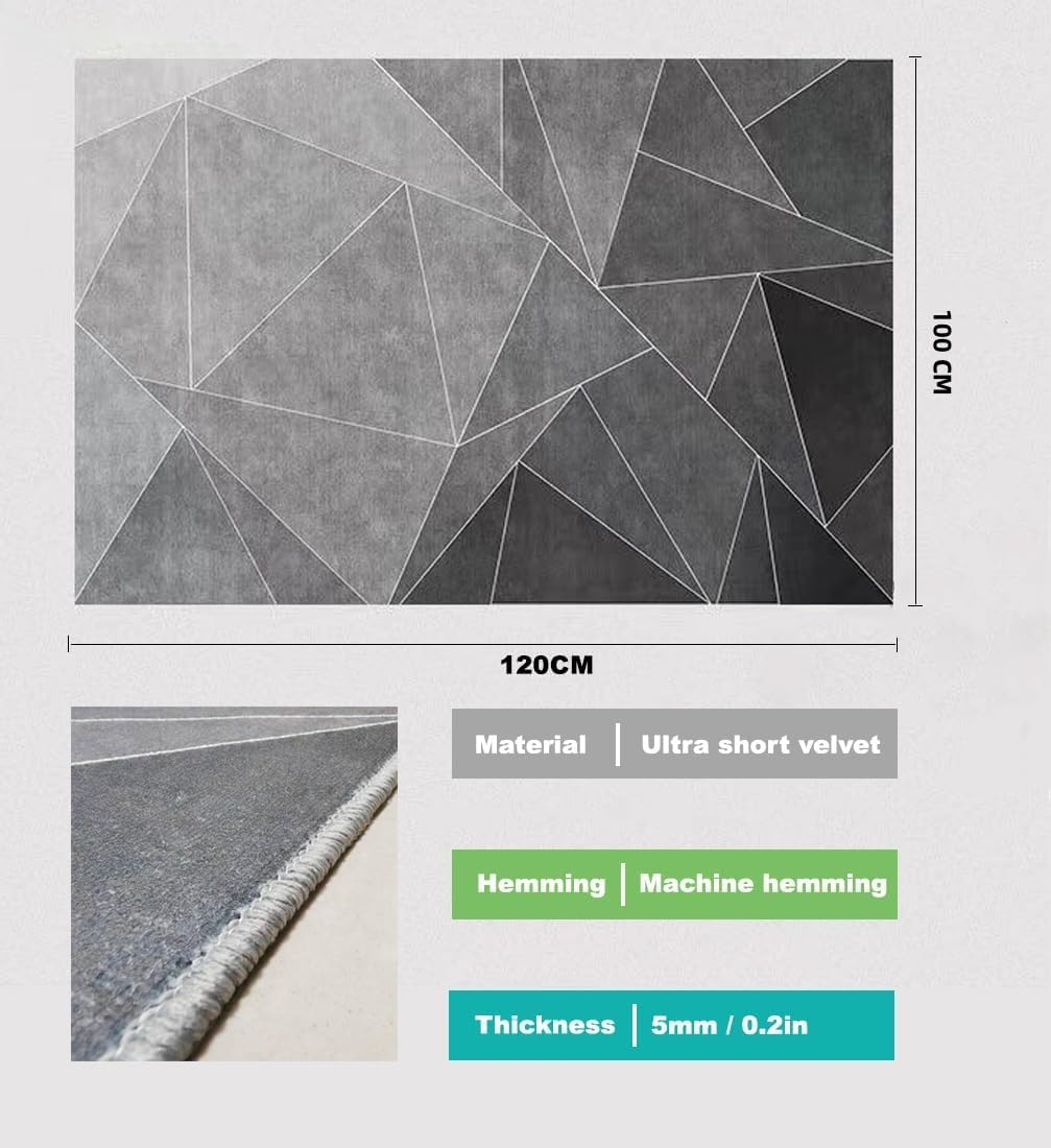 Office Chair Mat for Hardwood Floor, 100 * 120 Cm Rug Easy to Move, Floor Mat for Chair Rolling Chair Mat Office Home Anti-Slip Desk Chair Mat, Office Chair Mat for Hard Floor (Grey) - Blue image number 2